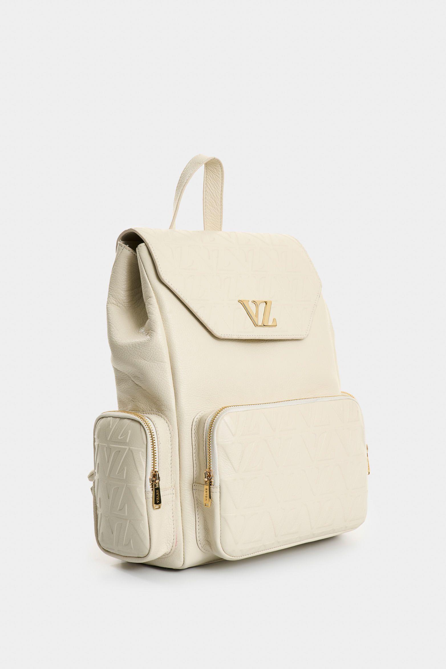 Vélez Mochila Silene De Cuero Para Mujer Monogram Blanco-1