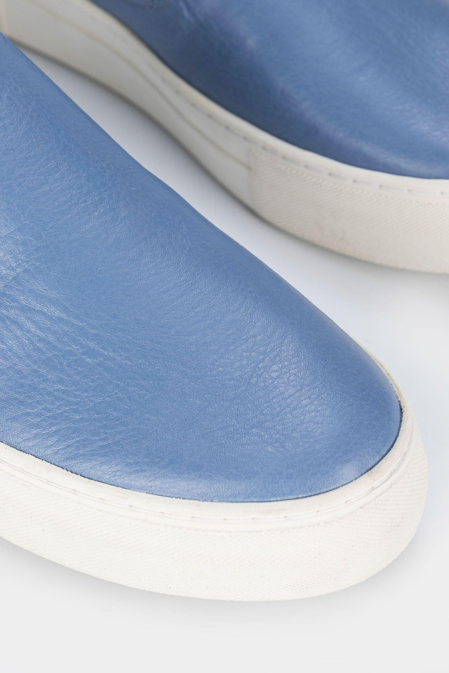 Vélez Mocasín portivos Saturno Cuero Mujer Azul Claro-3