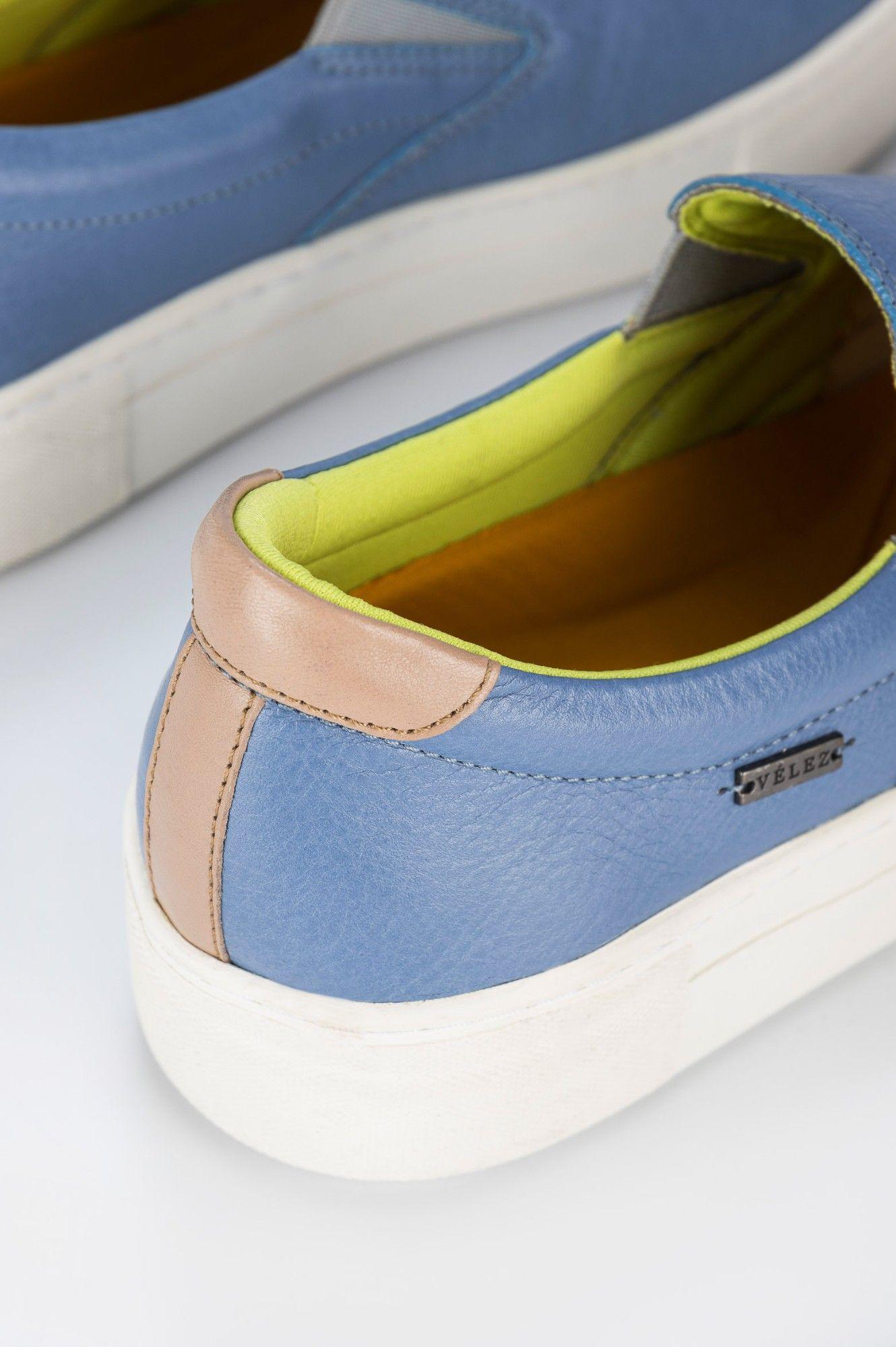 Vélez Mocasín portivos Saturno Cuero Mujer Azul Claro-4