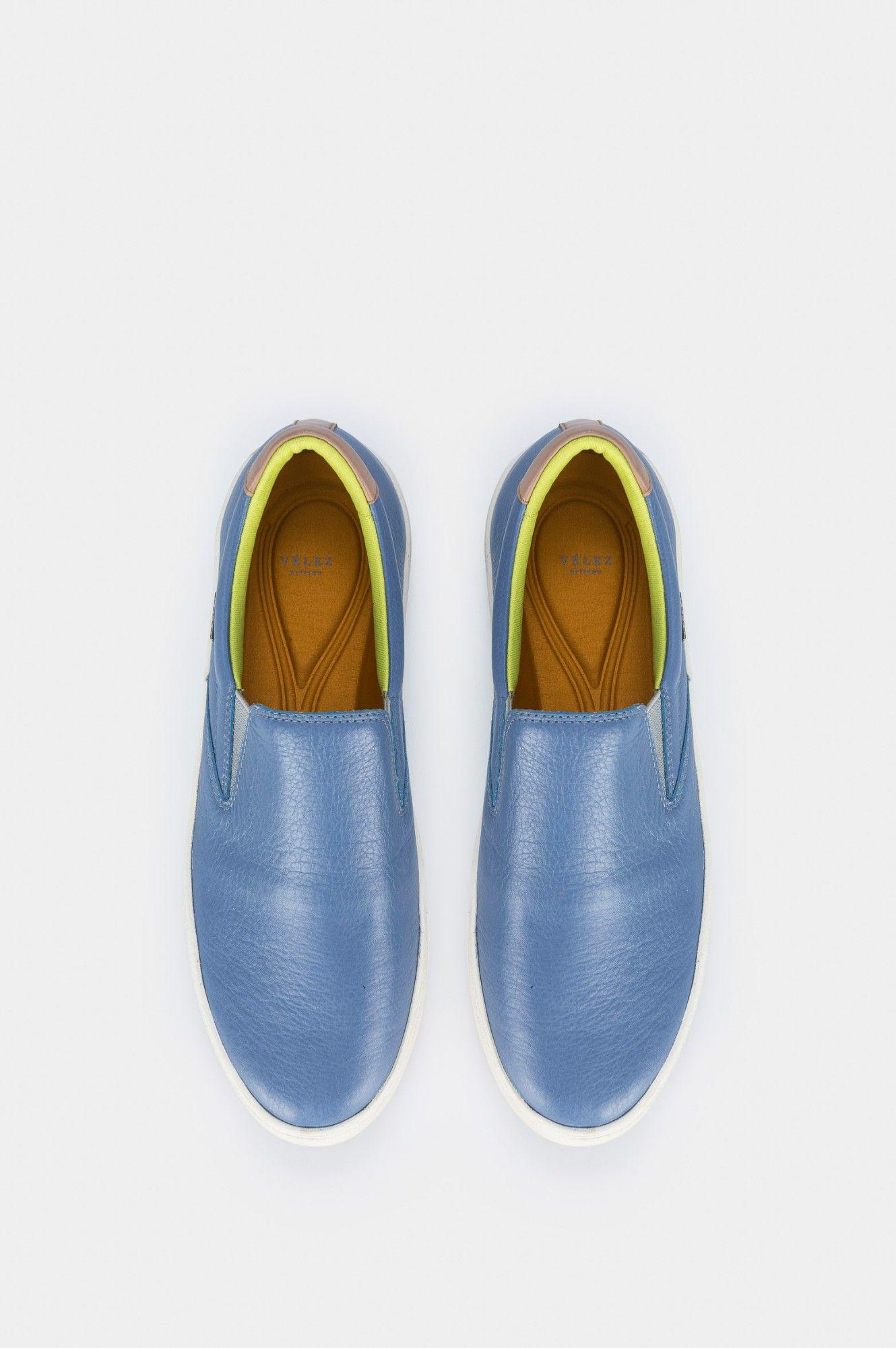 Vélez Mocasín portivos Saturno Cuero Mujer Azul Claro-5