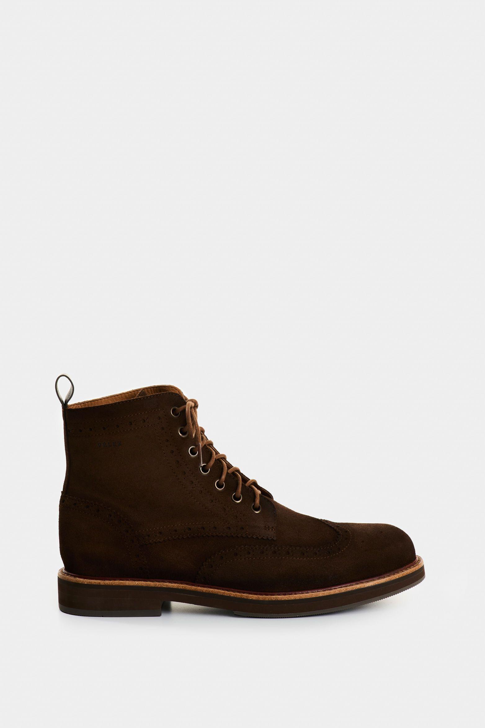 Vélez Botas Silene Cuero Gamuza Hombre Silueta Formal Cafe-0