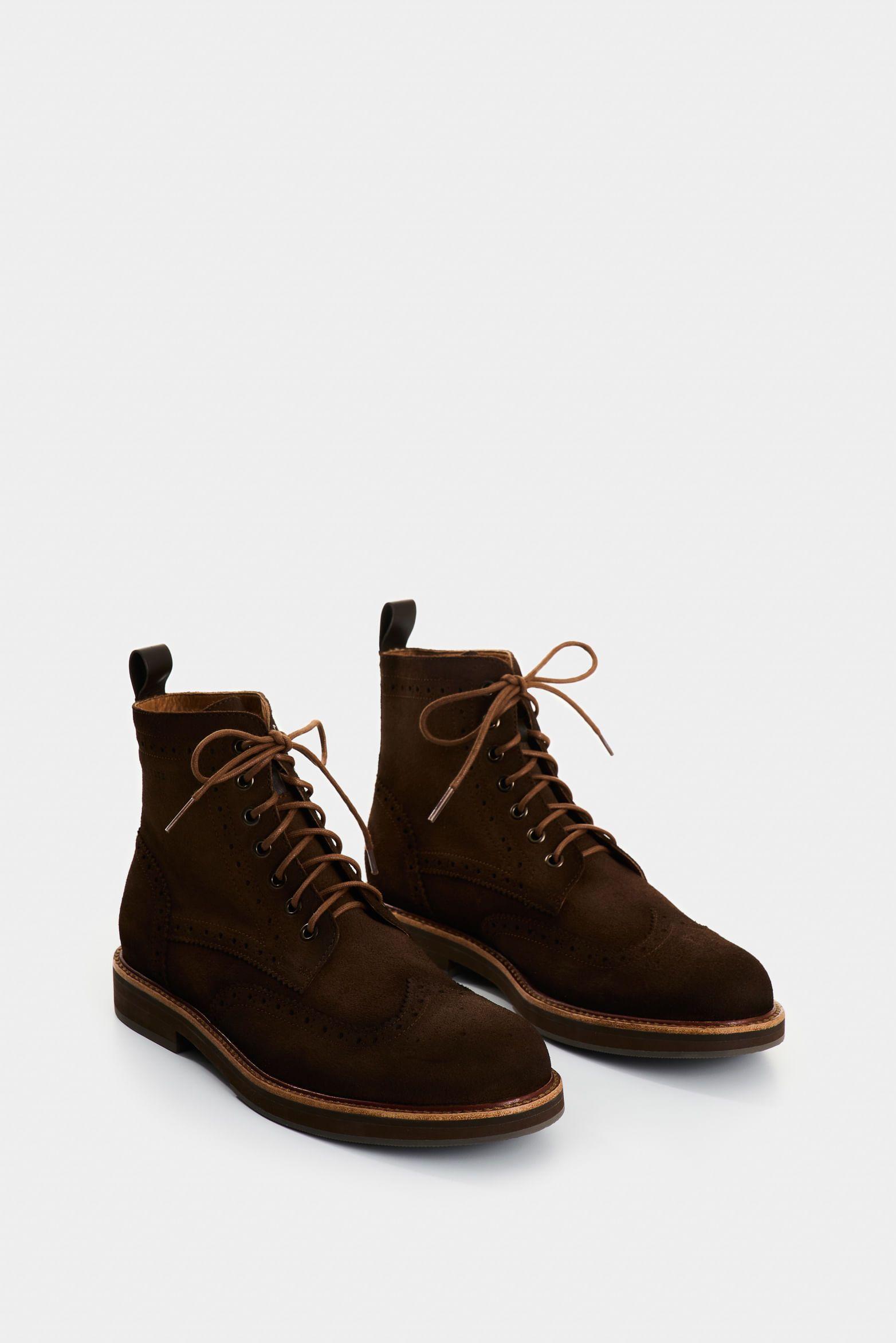 Vélez Botas Silene Cuero Gamuza Hombre Silueta Formal Cafe-1