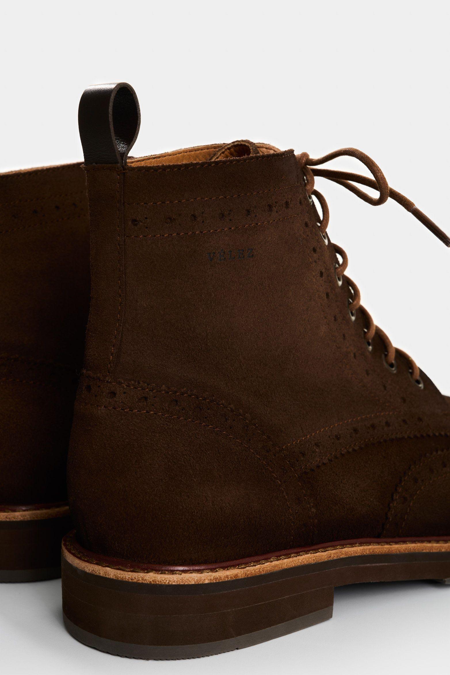 Vélez Botas Silene Cuero Gamuza Hombre Silueta Formal Cafe-4