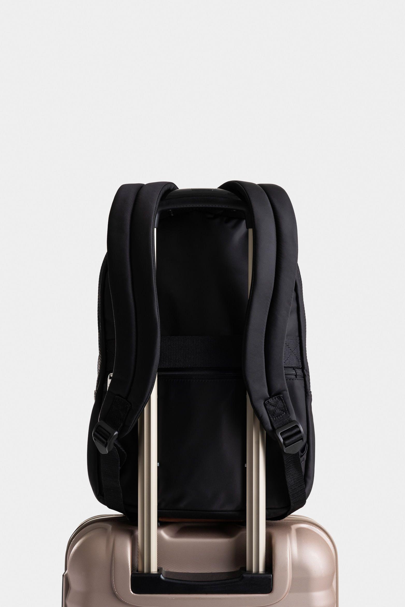 Morral Púrpura de lona para mujer manija cuero negro-2