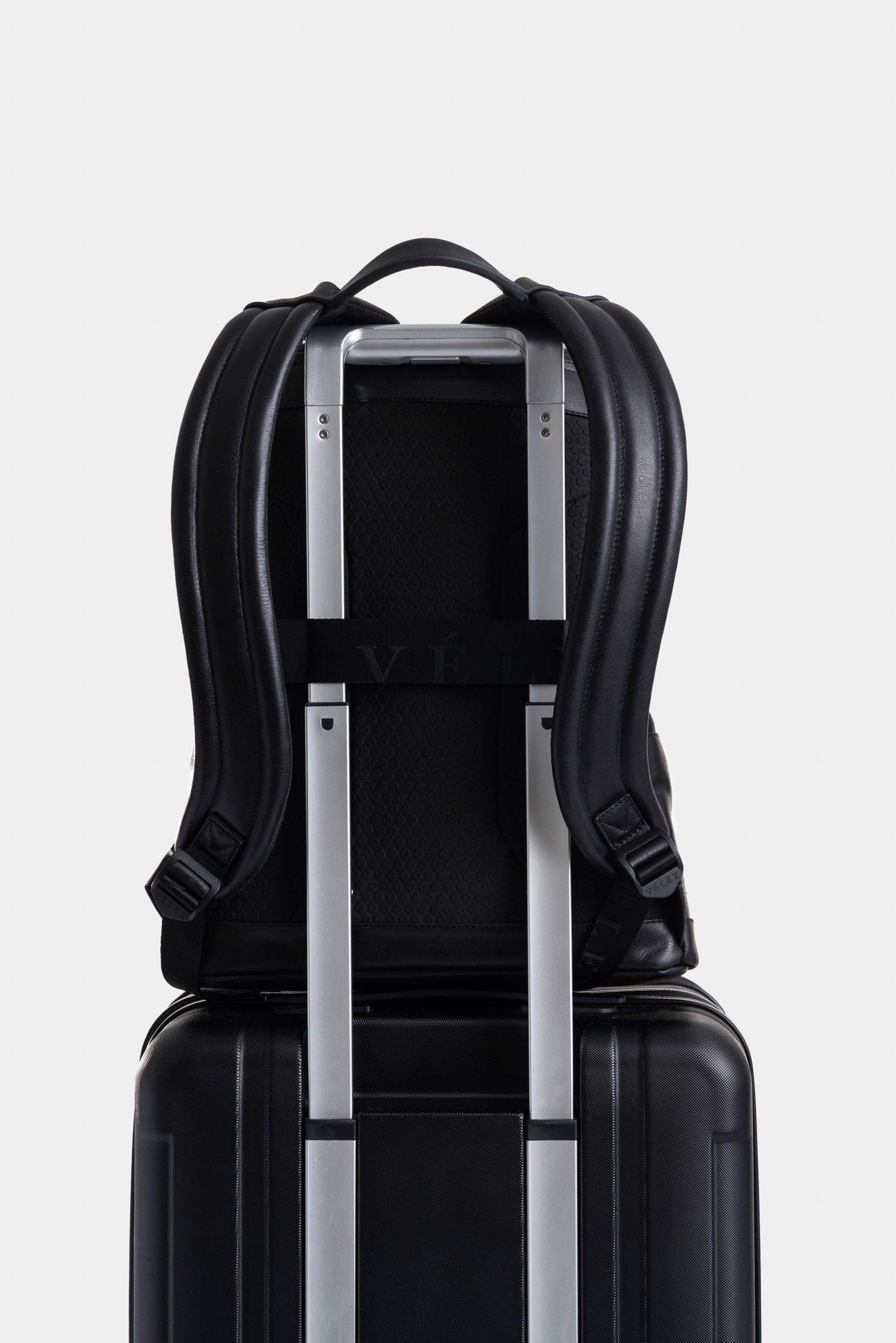 Morral Enif de cuero para hombre detalle tejido negro-3