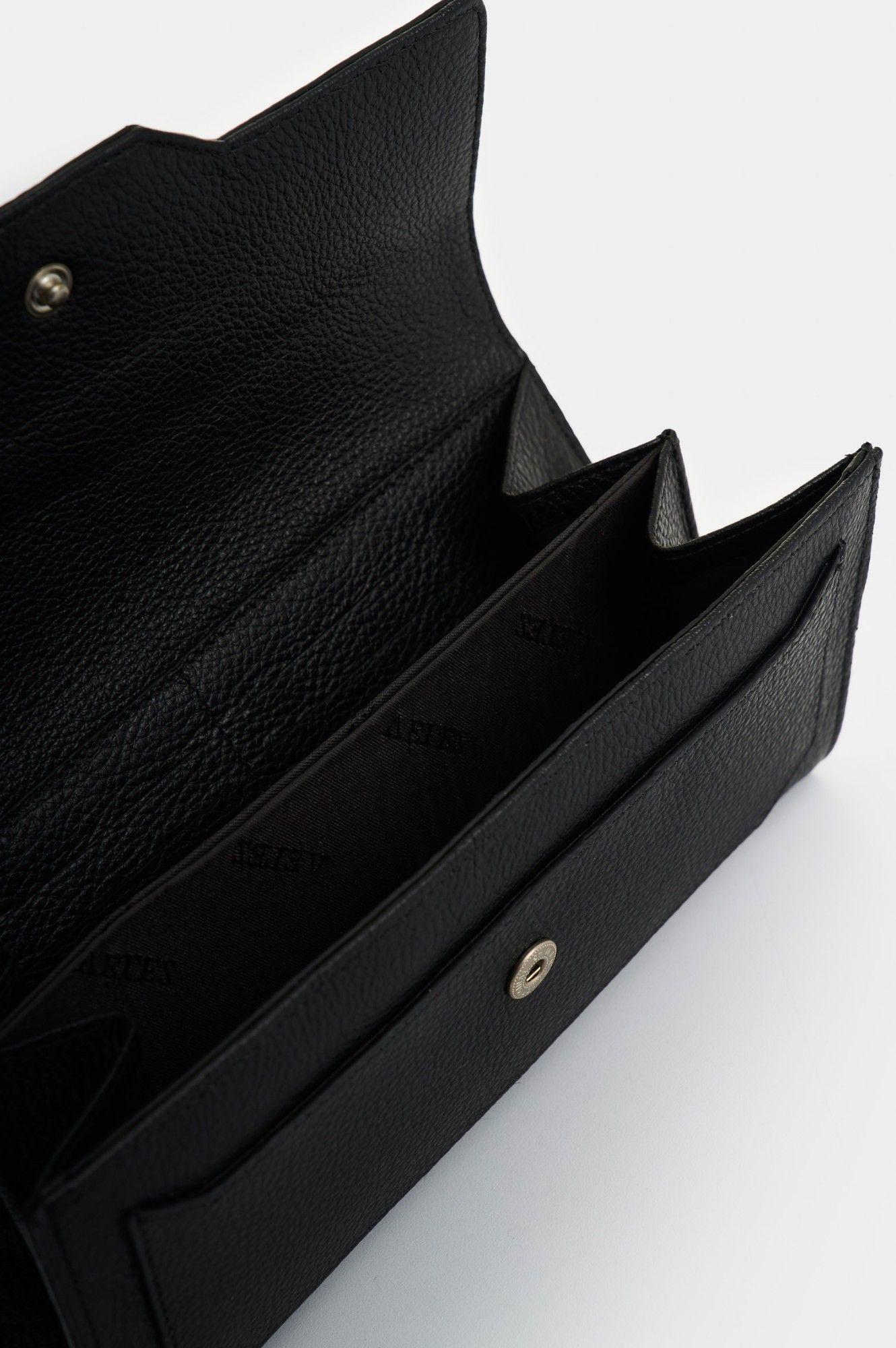 Vélez Billetera Porta Chequera Cuero Mujer Marina Negro-3