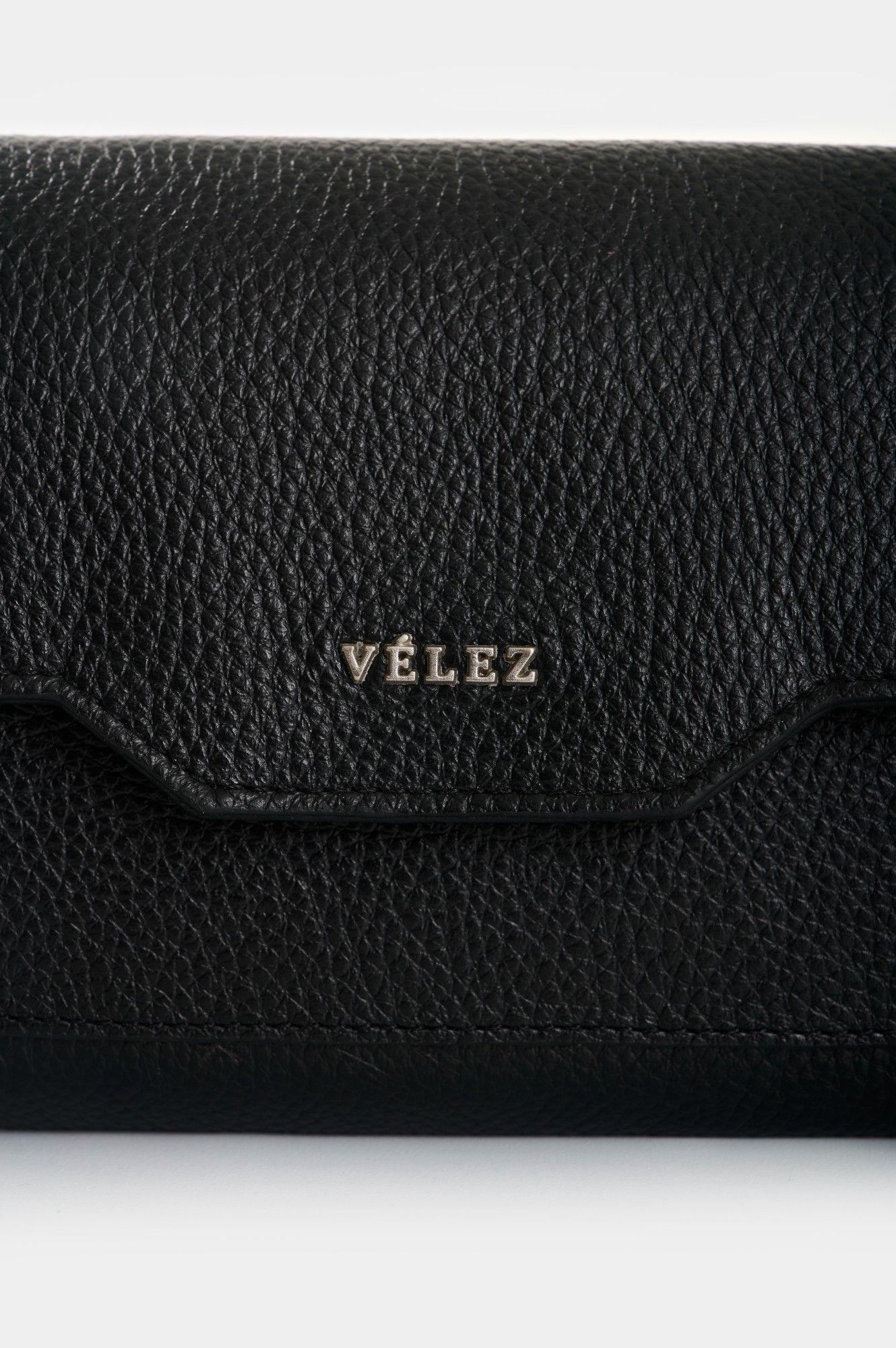 Vélez Billetera Porta Chequera Cuero Mujer Marina Negro-4