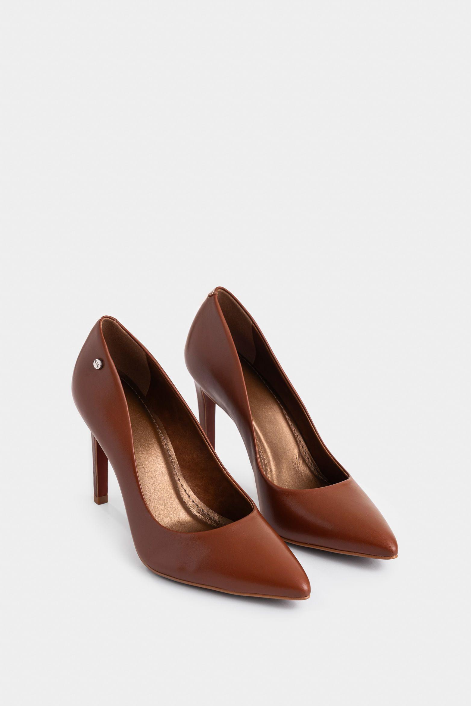 Vélez Zapato Taco Formal De Cuero Liso Miel-1