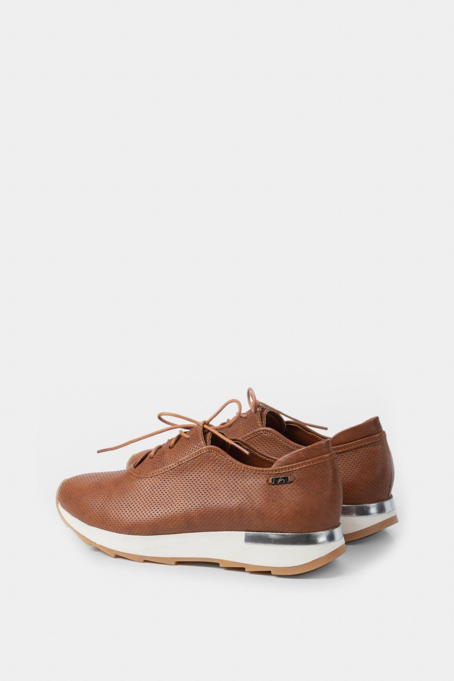 Vélez Zapatos Cordón De Cuero Mujer Suela Deportiva Miel-2