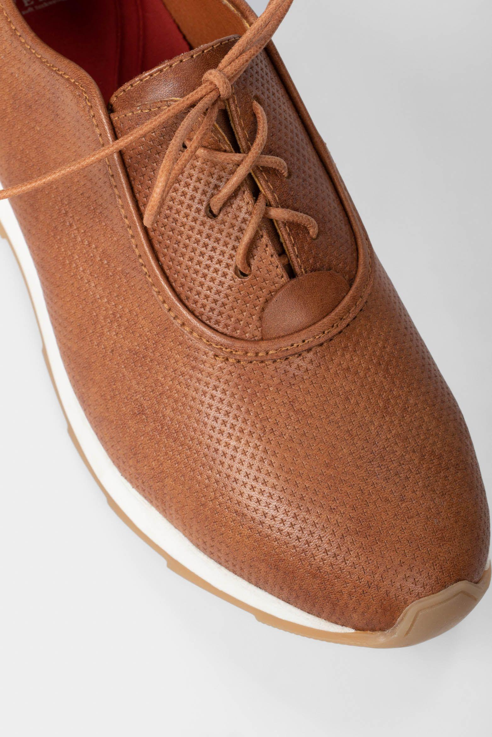 Vélez Zapatos Cordón De Cuero Mujer Suela Deportiva Miel-3