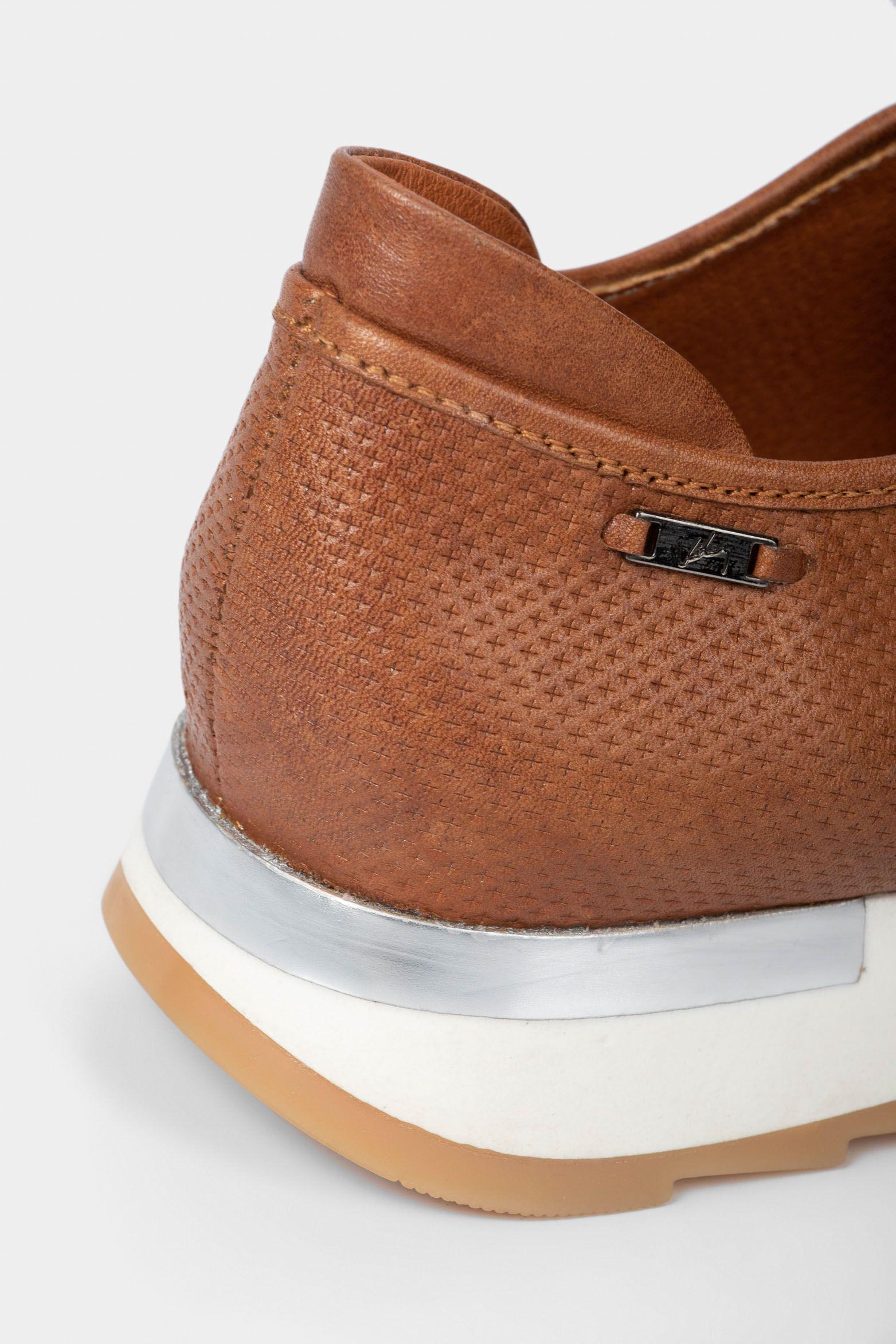 Vélez Zapatos Cordón De Cuero Mujer Suela Deportiva Miel-4