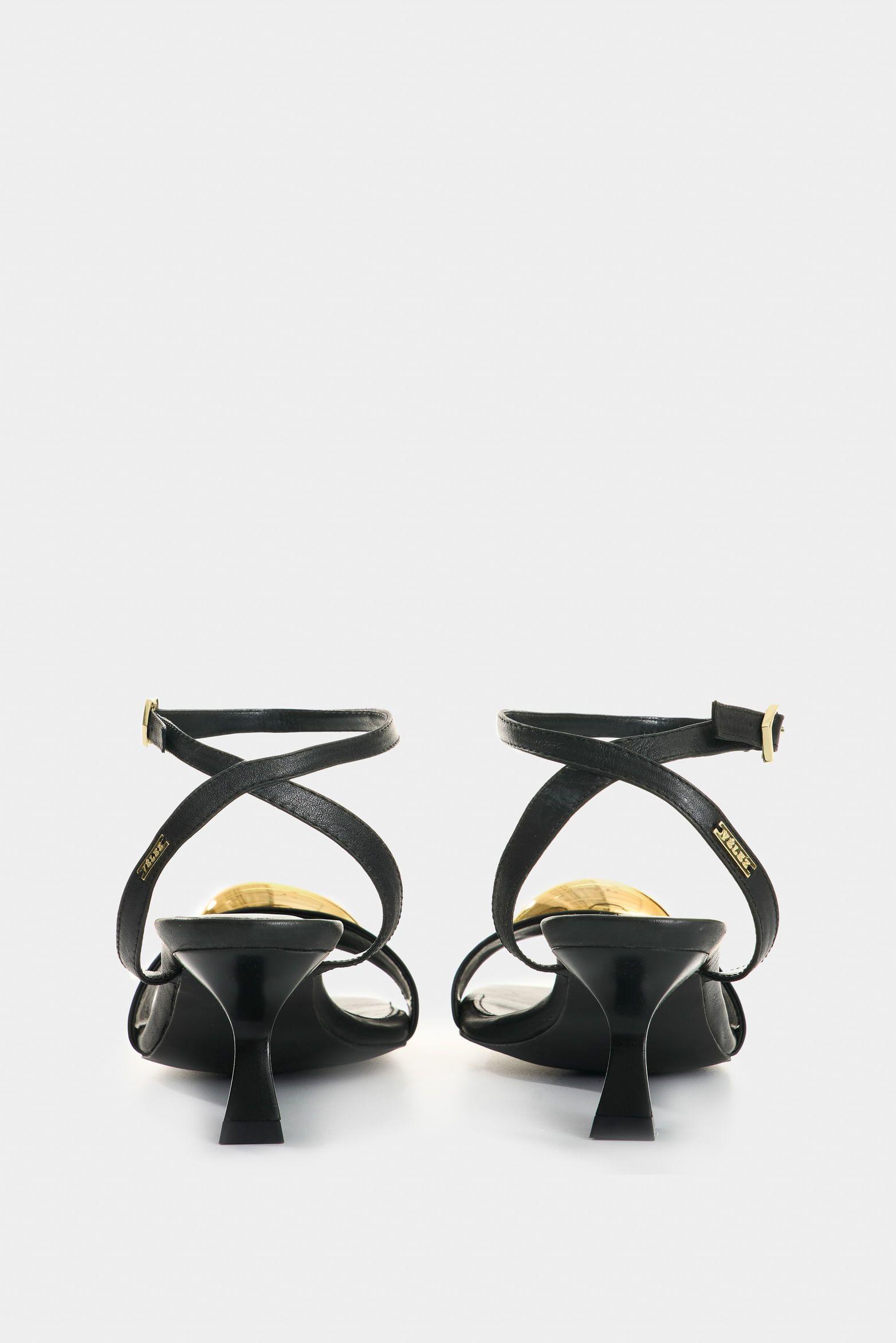 Vélez Sandalia Tacón De Cuero  Mujer Cleo Negro-2