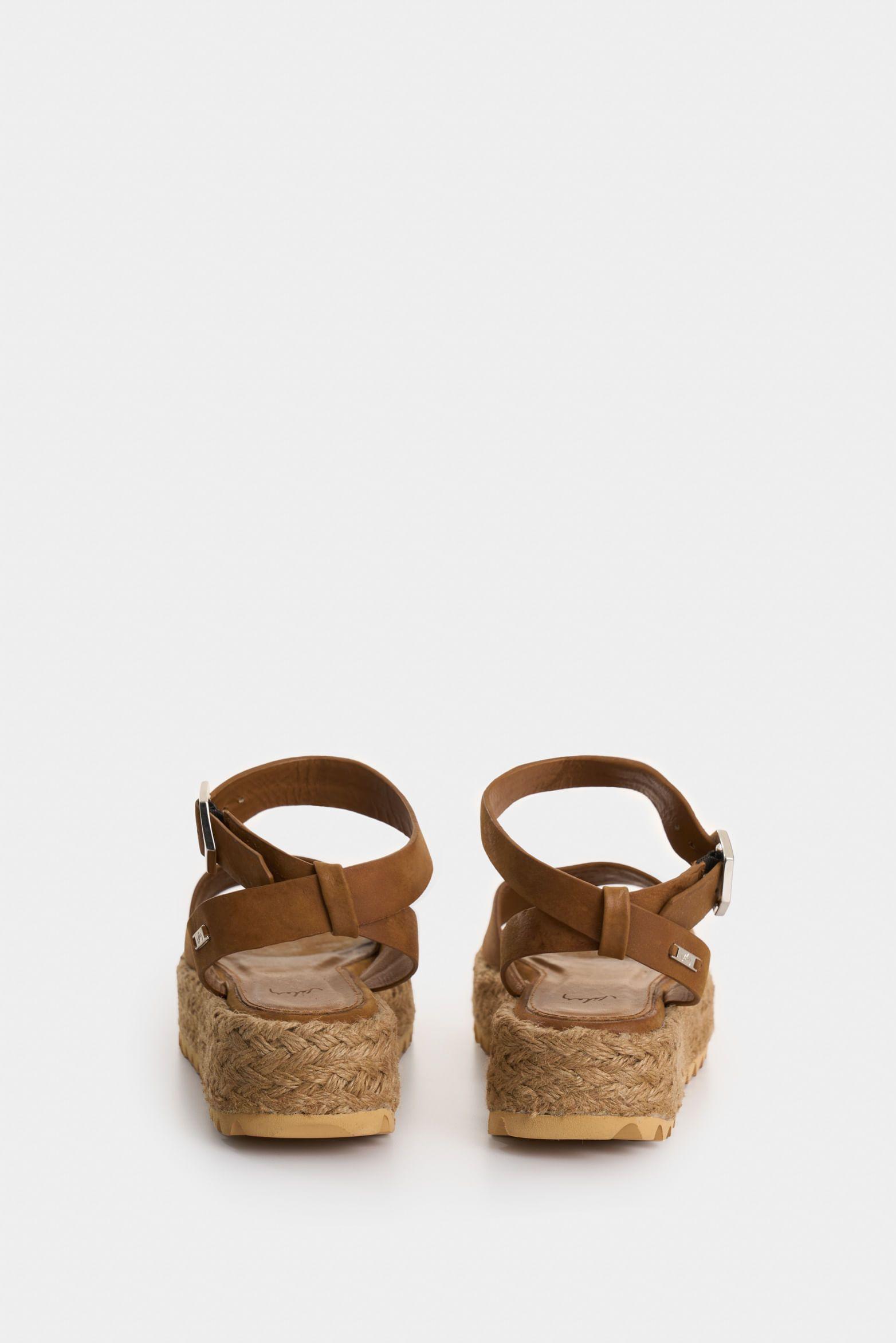 Vélez Sandalia Forma Salem De Cuero Para Mujer Fibra  Miel-2