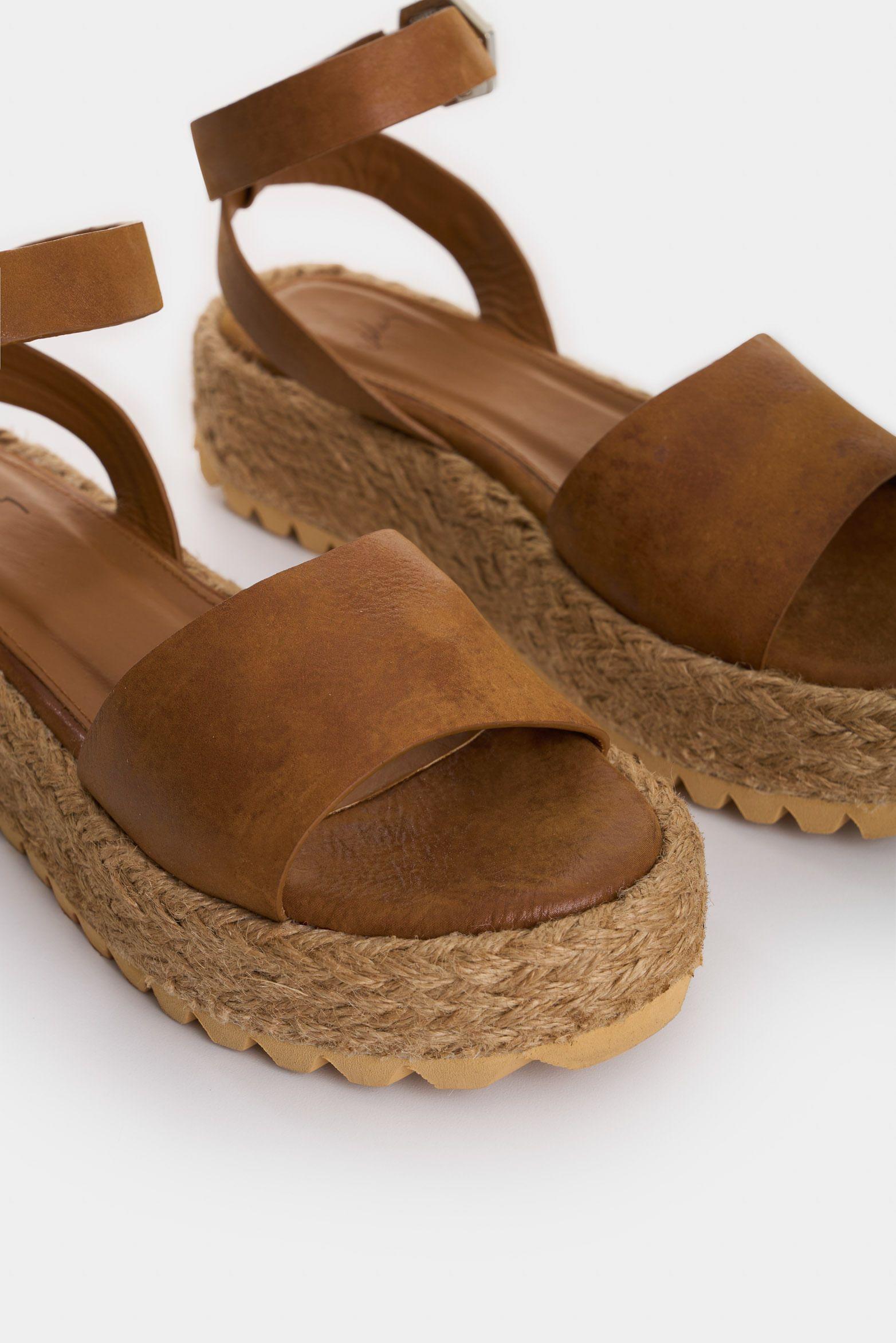 Vélez Sandalia Forma Salem De Cuero Para Mujer Fibra  Miel-4