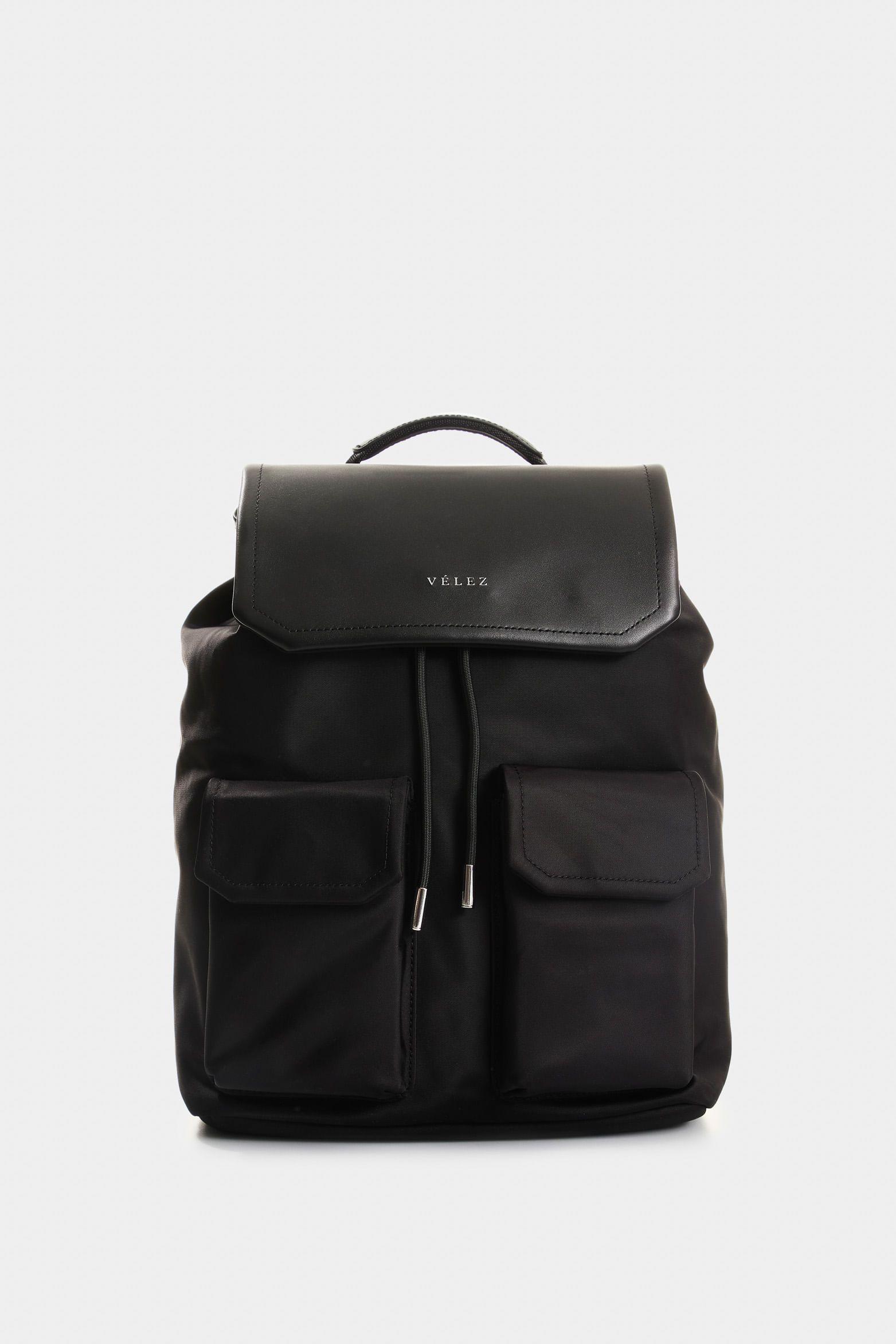 Vélez Tula Morral En Lona Y Cuero  Mujer Terra Negro-0