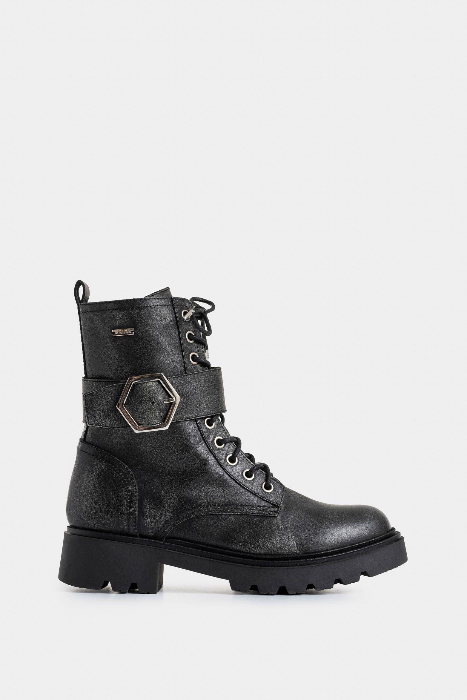 Vélez Botines Altar Cuero Brush Off Mujer Negro-1
