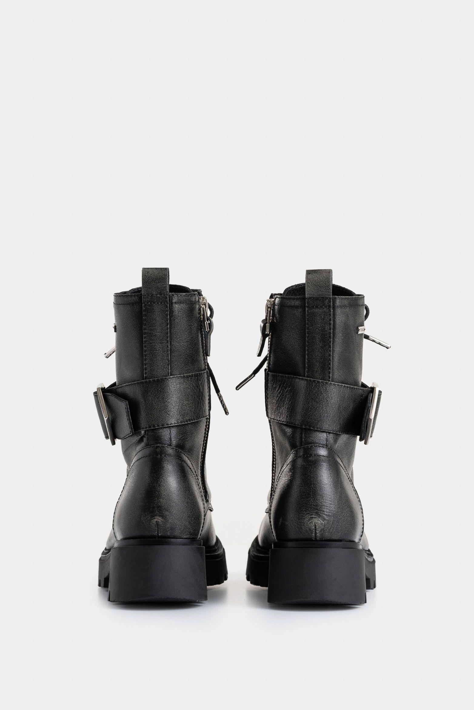 Vélez Botines Altar Cuero Brush Off Mujer Negro-3