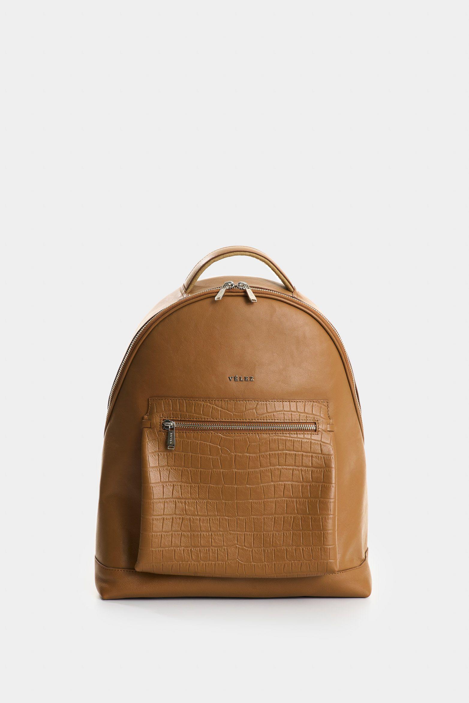 Vélez Morral De Cuero Grabado  Mujer Floral Miel-0
