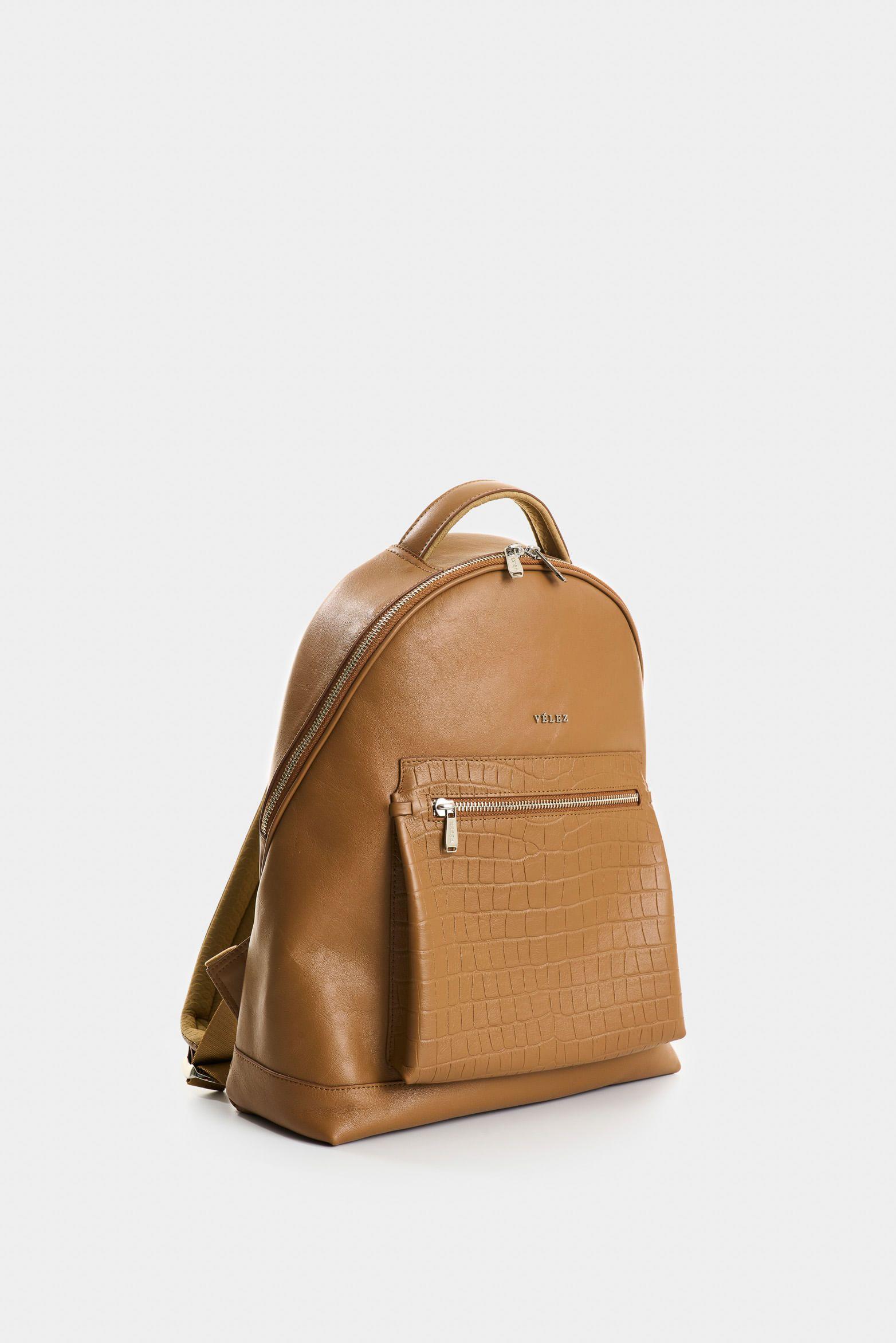 Vélez Morral De Cuero Grabado  Mujer Floral Miel-1