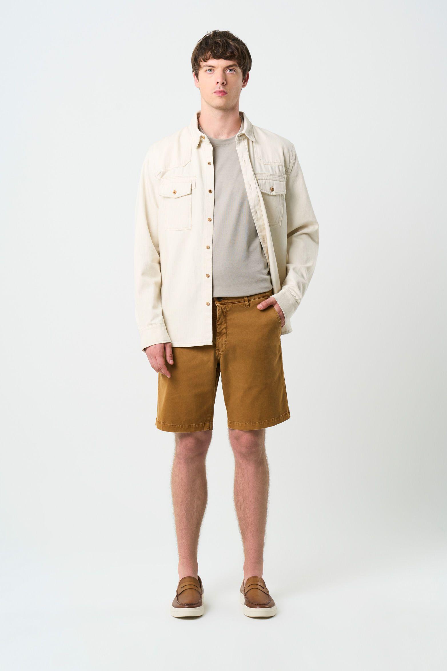 Vélez Short Bermuda Acacia Drill Hombre  Amplia Cafe Claro-0