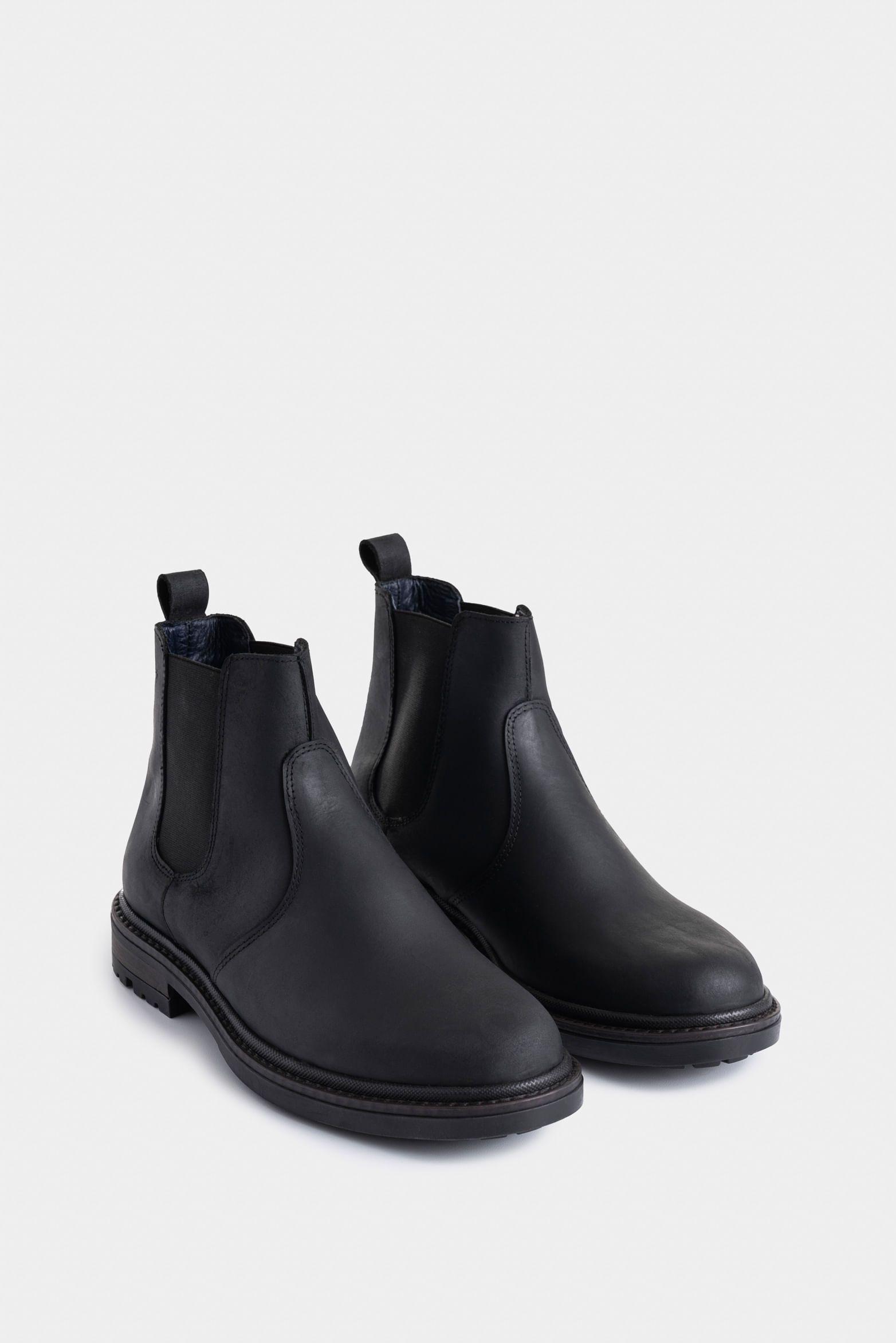 Botas Calgary Buthan de cuero para hombre silueta Chelsea negro-1