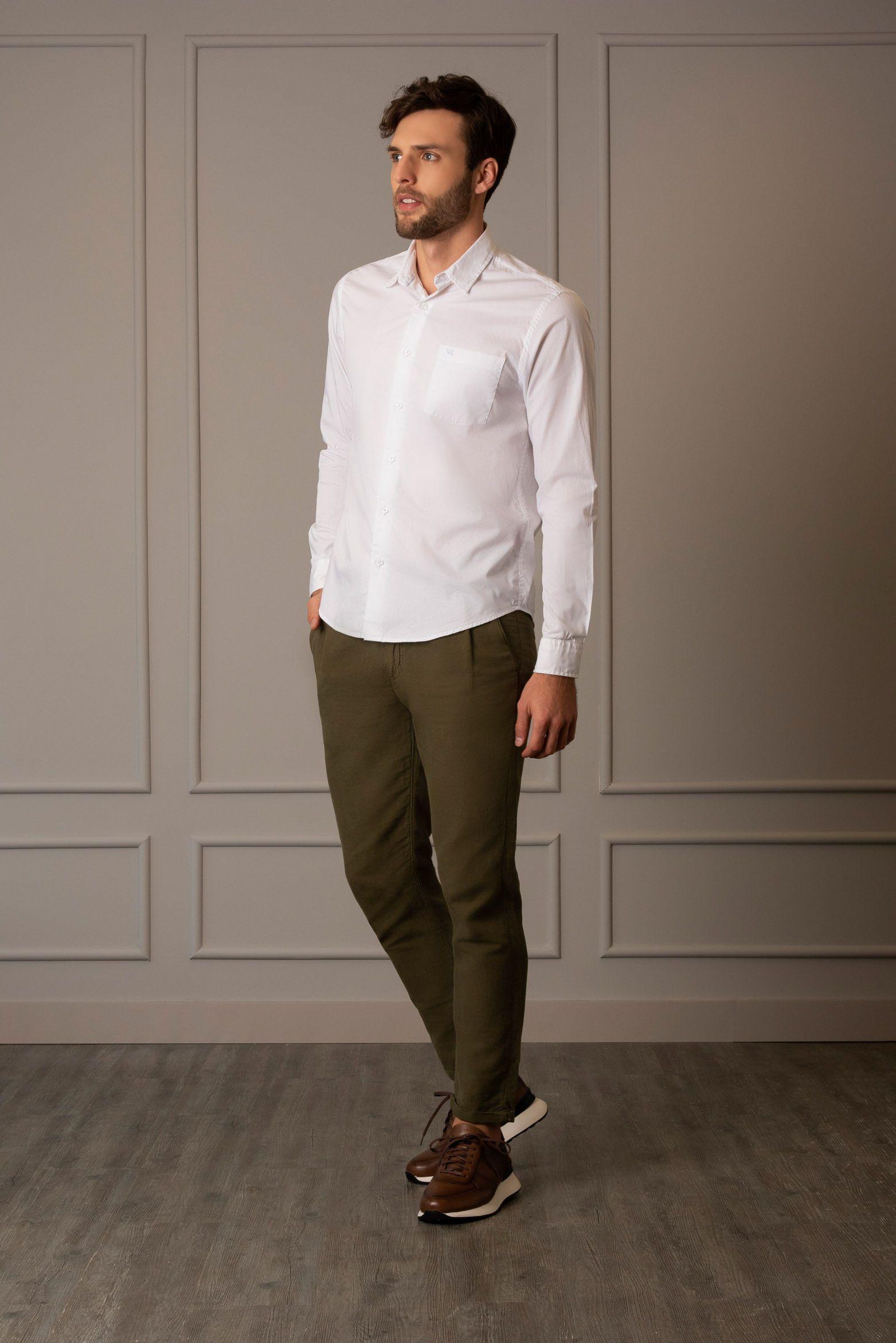 Vélez Camisa Manga Larga Popelina Hombre Clásico Blanco-1