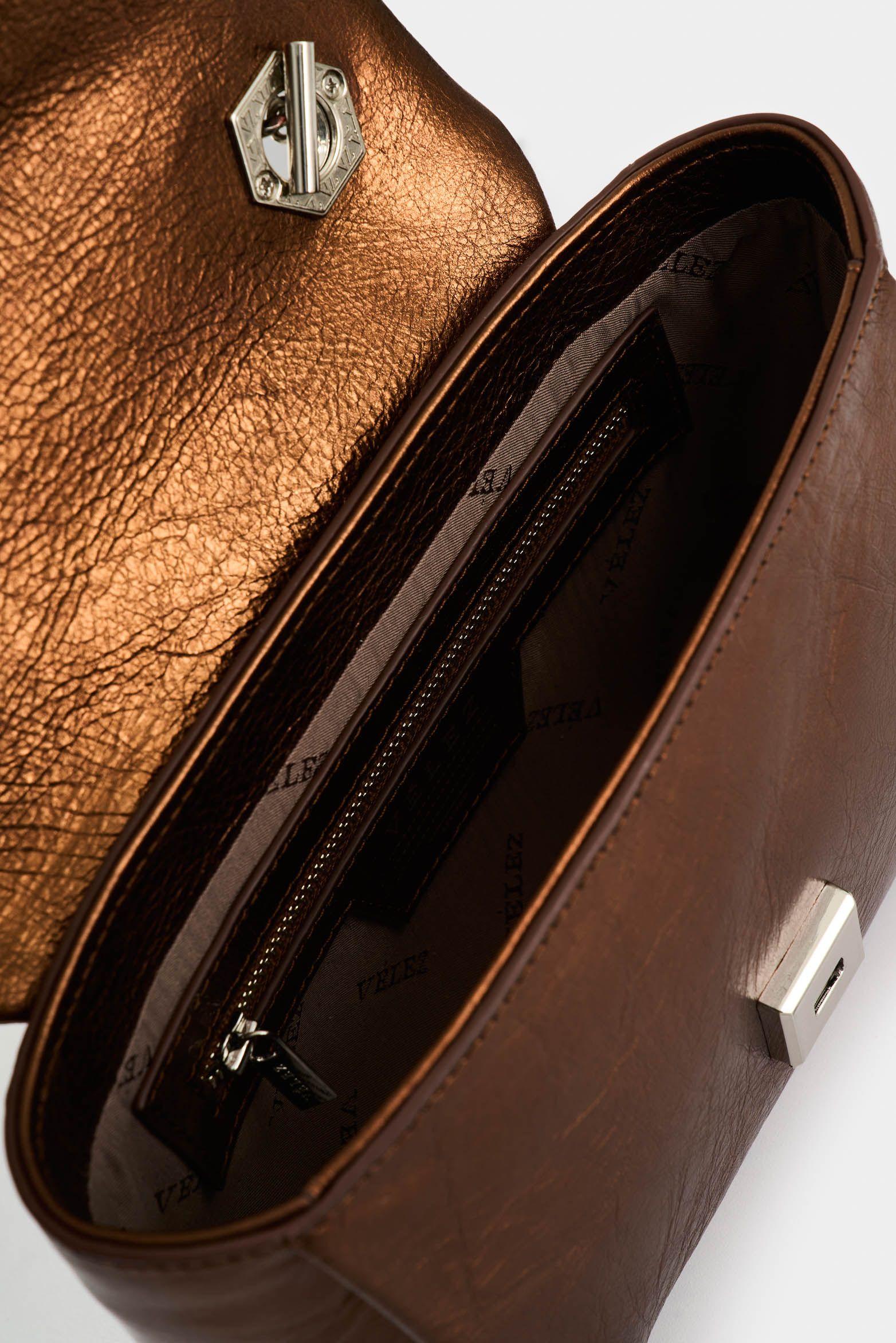 Vélez Manos Libres De Cuero Folia Mujer Mini Lili Bronce-4