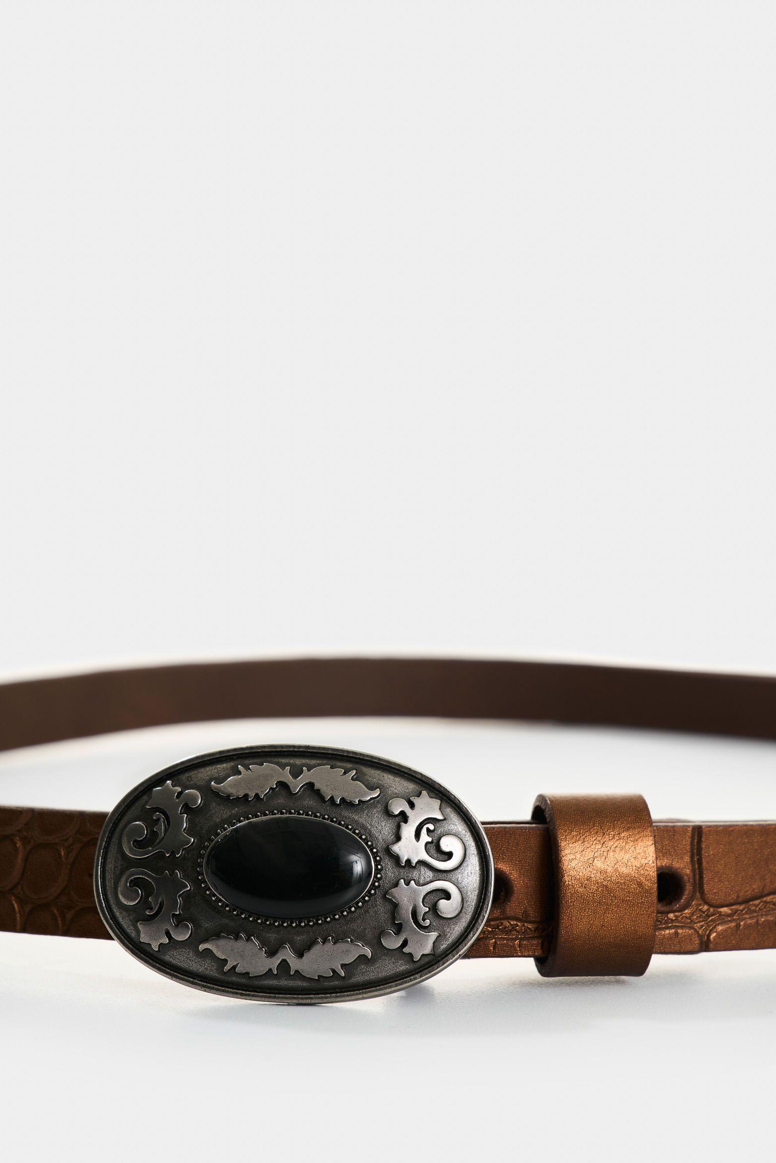 Vélez Cinturón Unifaz Cuero Y Folia Mujer Hazel Bronce-3