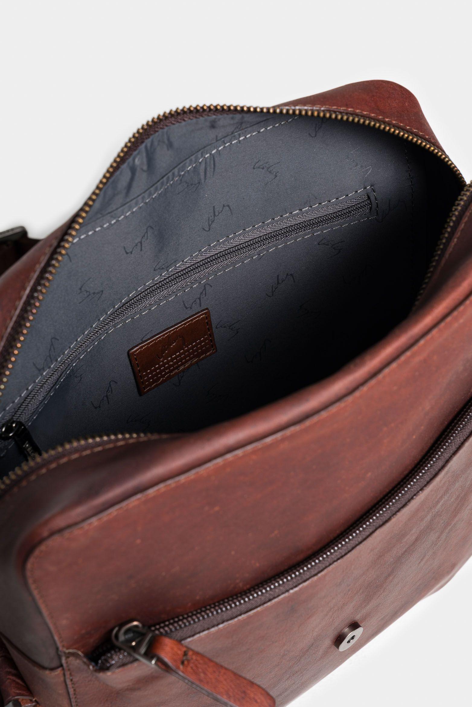 Manos Libres creta 3 de cuero para hombre grabado cruces Brandy-4
