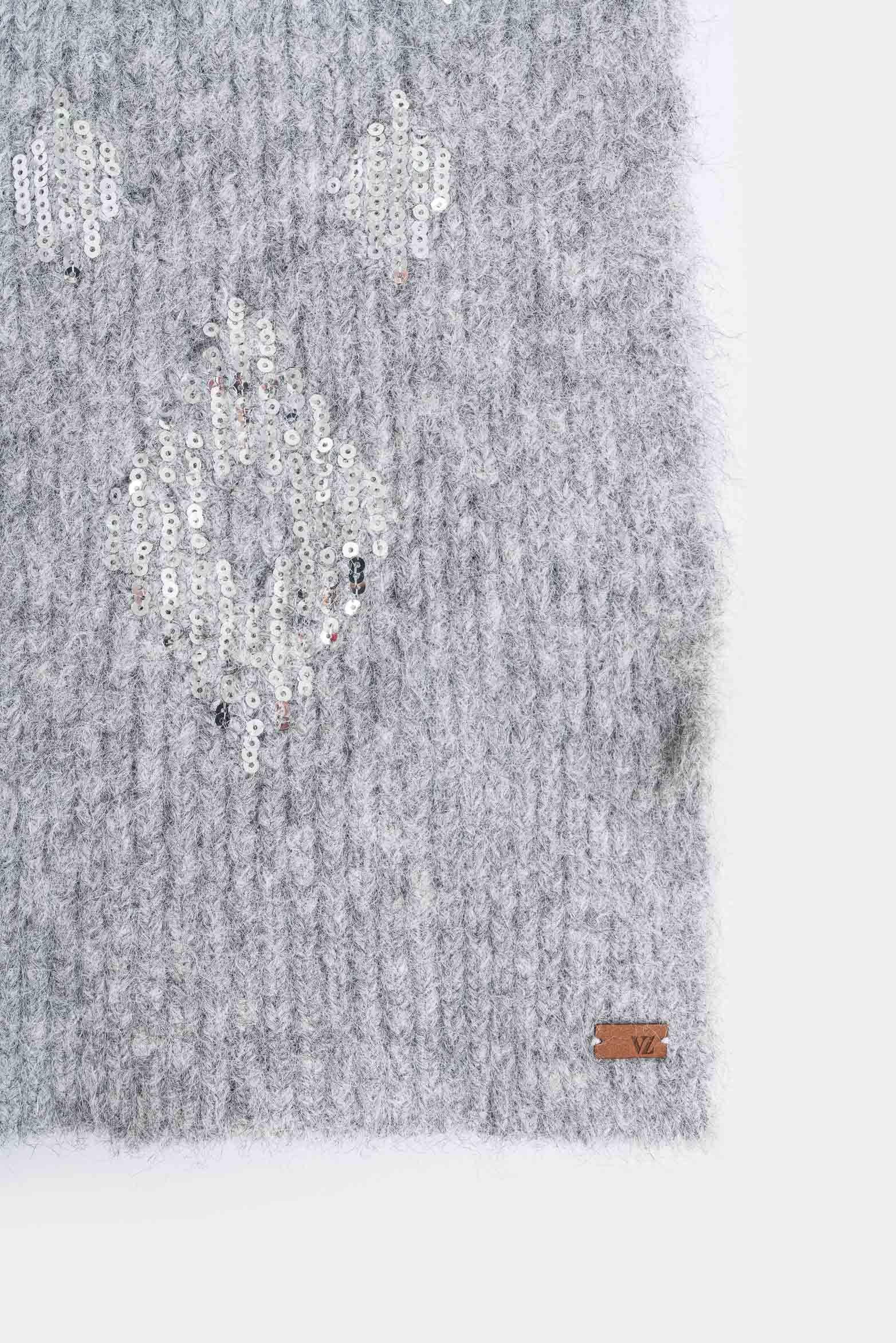 Bufanda tejida Platino para mujer detalle lentejuelas gris-2