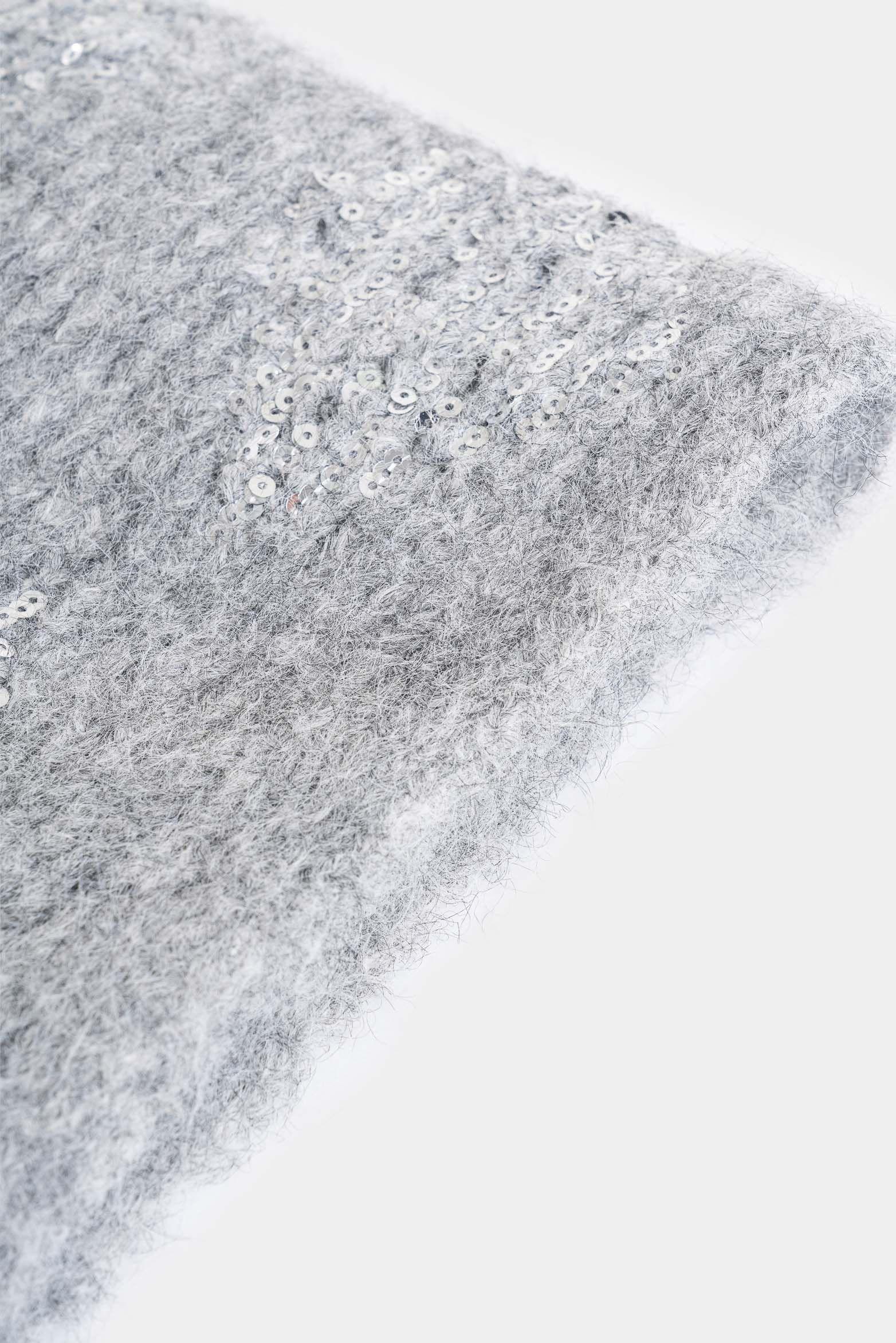 Bufanda tejida Platino para mujer detalle lentejuelas gris-3