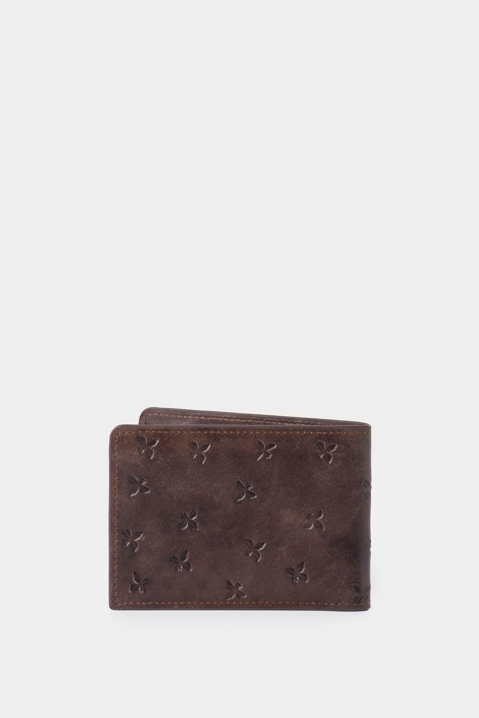 Billetera Hibiscus 2.0 de cuero para hombre diseño abejas café-2