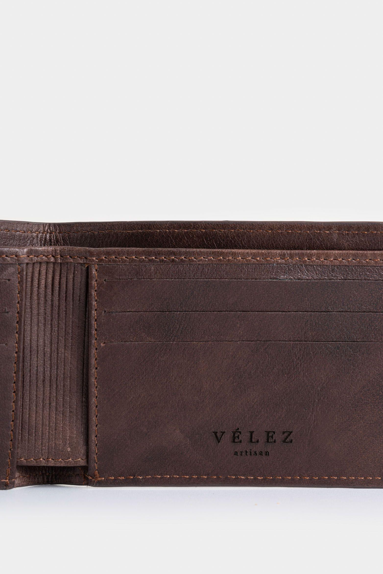 Billetera Hibiscus 2.0 de cuero para hombre diseño abejas café-4
