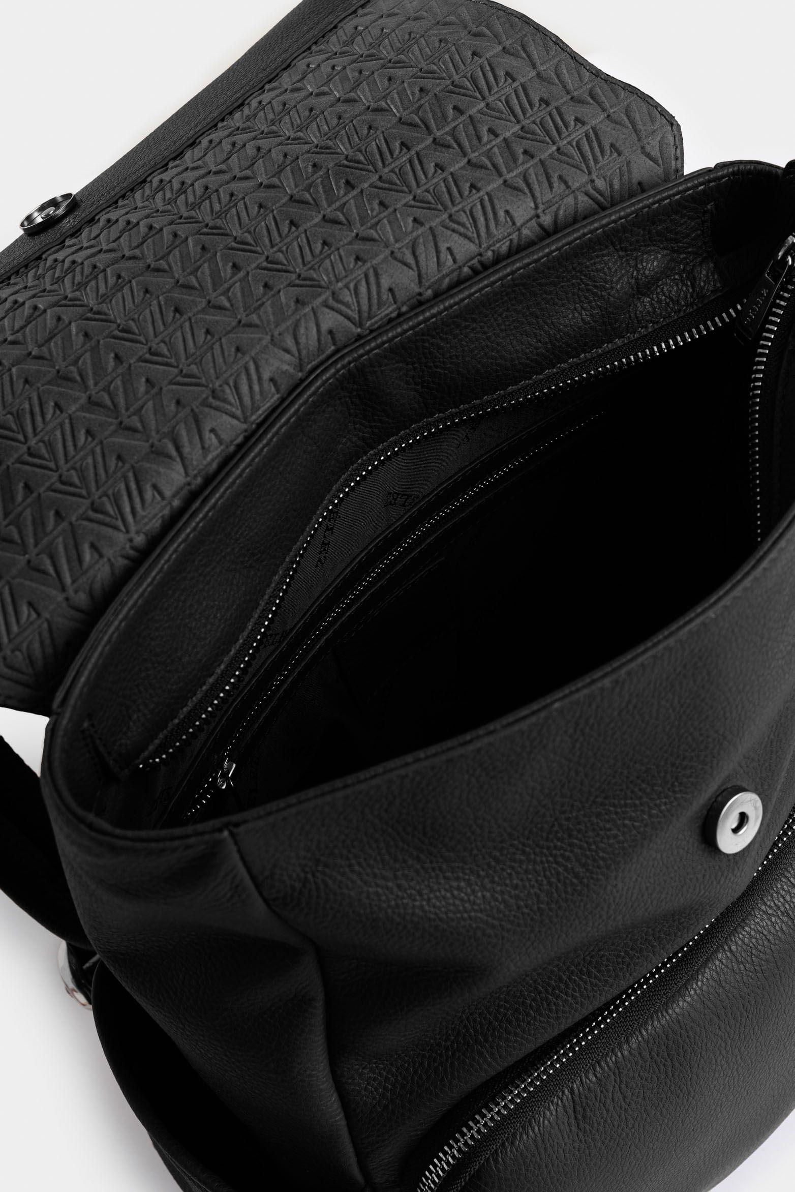 Morral Zermatt de cuero para mujer contemporáneo negro-4