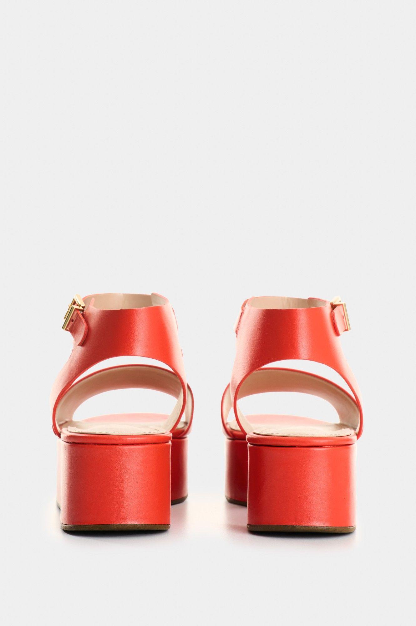 Vélez Sandalia Plataforma De Cuero Para Mujer Soren Rojo-2