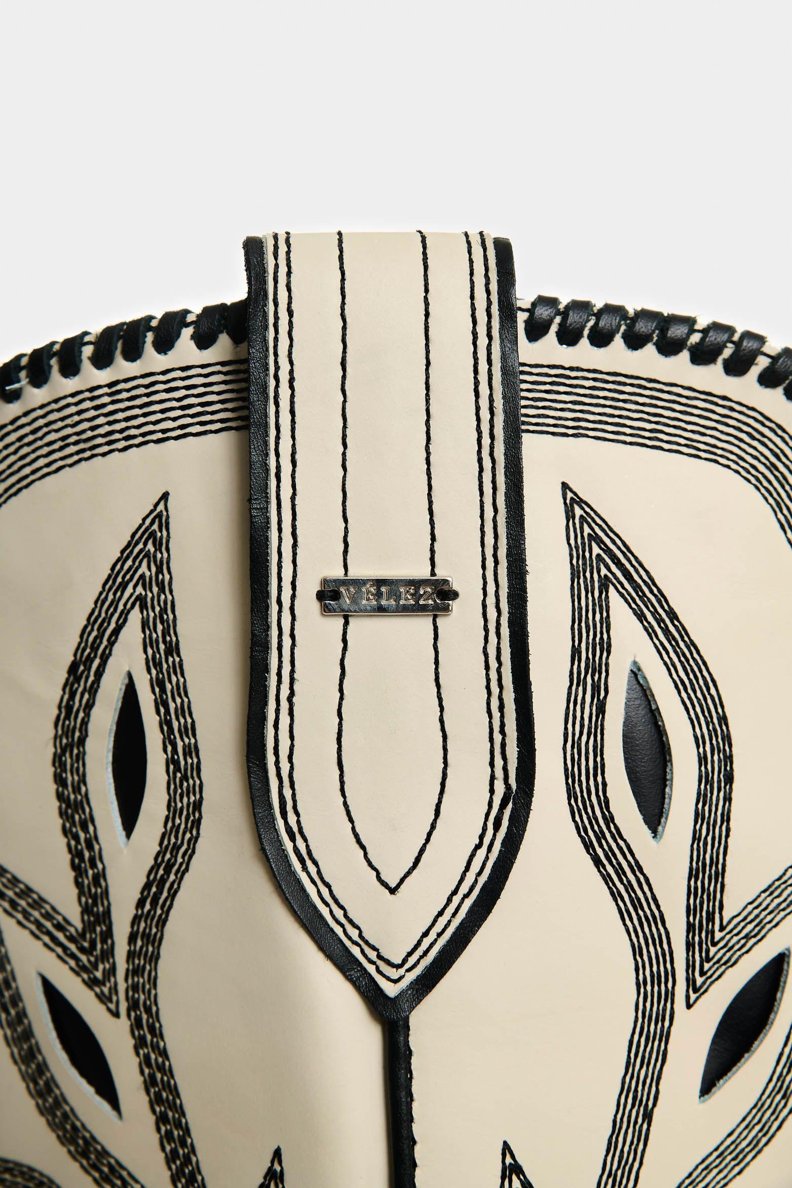 Vélez Botas Ivy Caña Alta De Cuero Mujer Contraste Negro-4