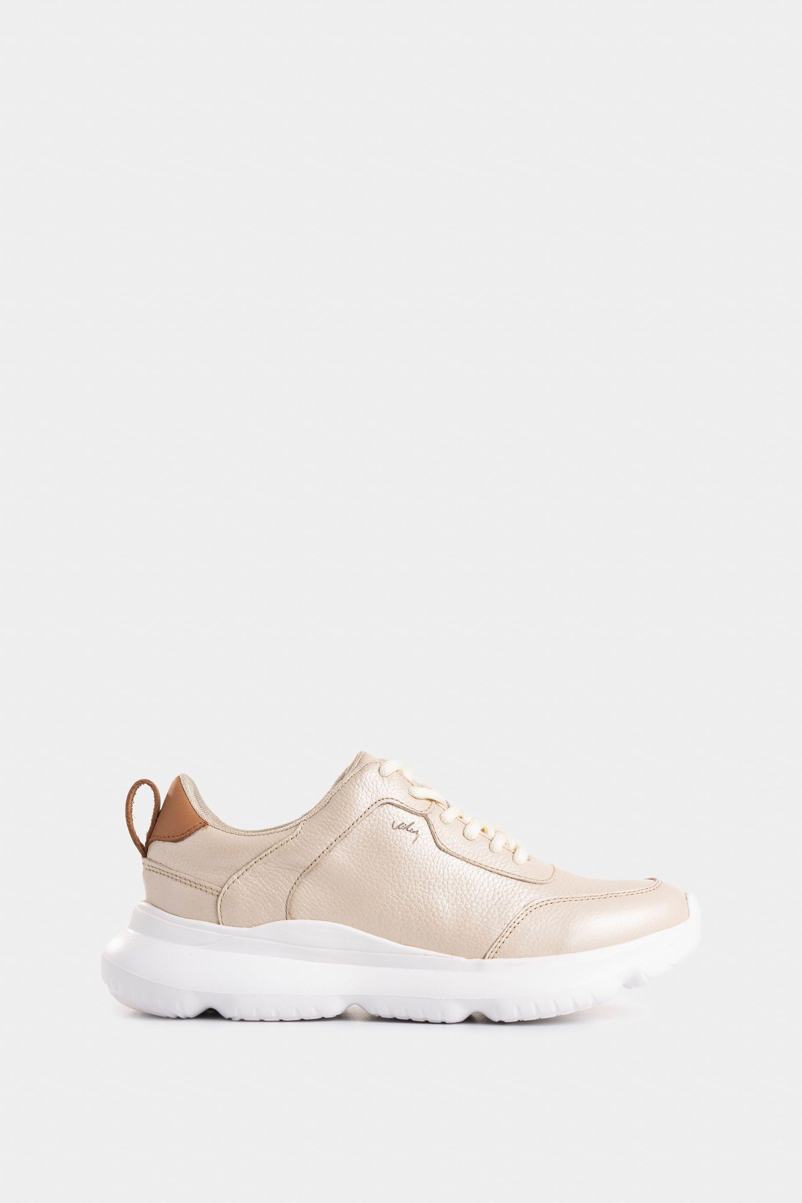 Tenis Mori 3 de cuero para mujer silueta deportiva dorado-0