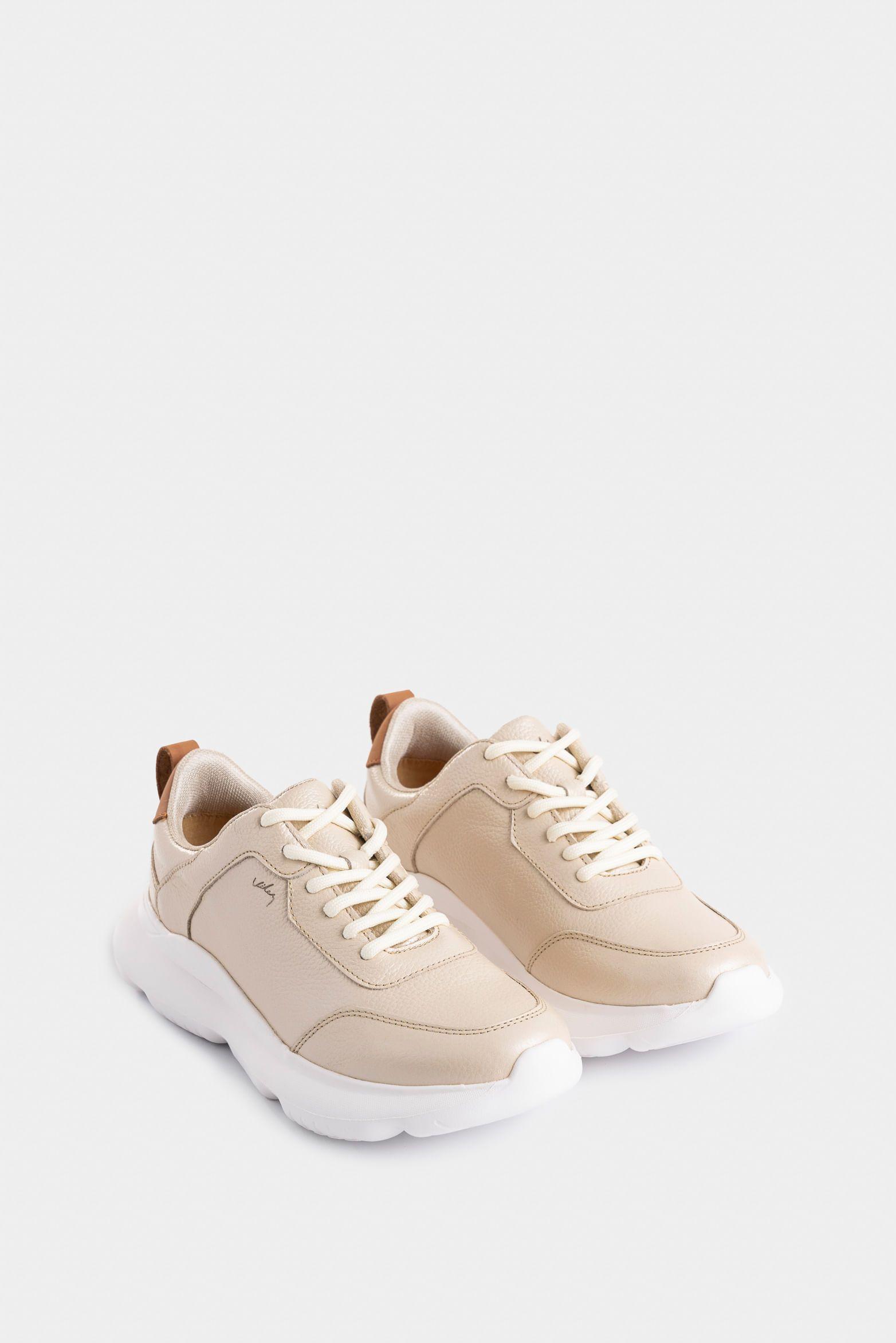 Tenis Mori 3 de cuero para mujer silueta deportiva dorado-1