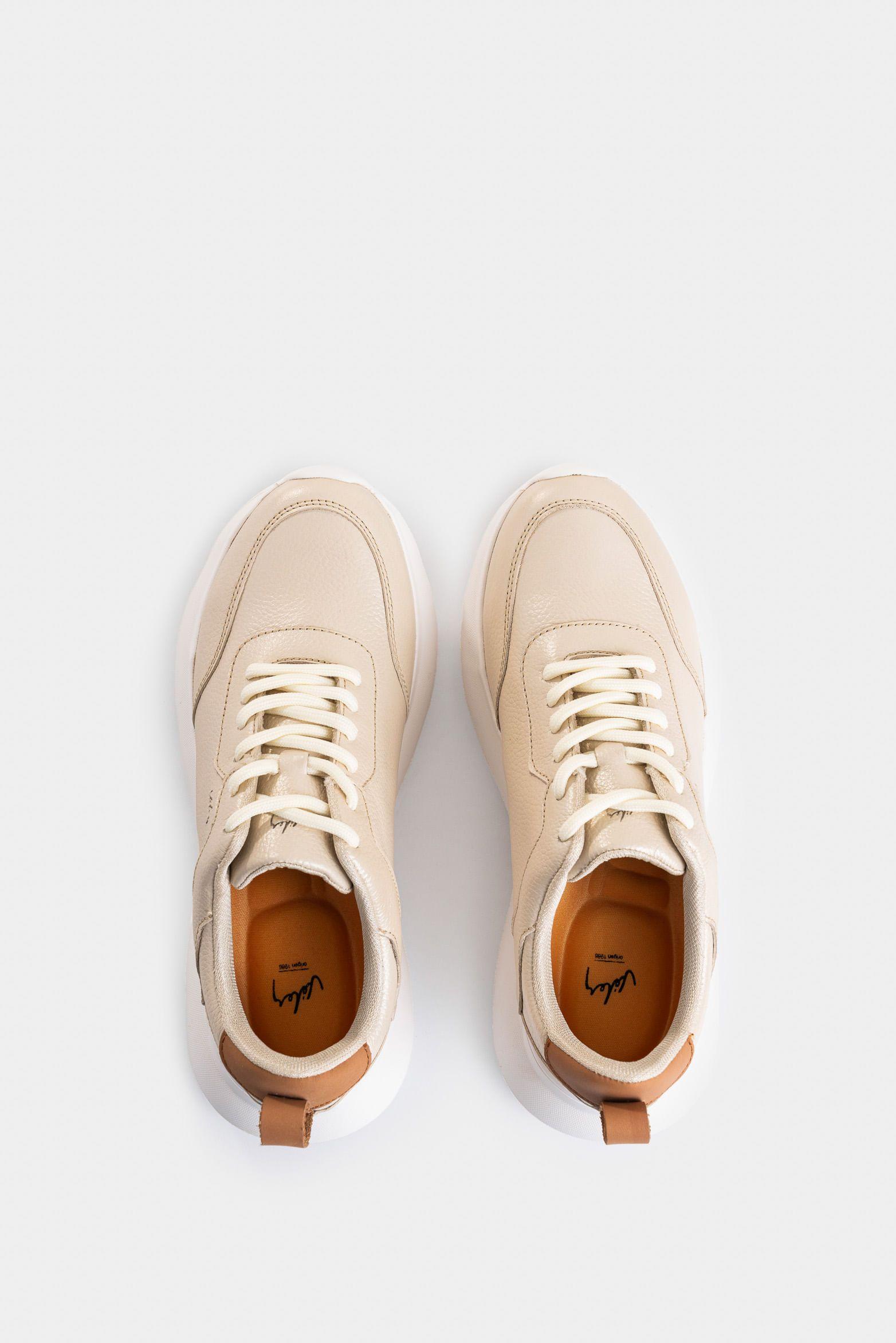 Tenis Mori 3 de cuero para mujer silueta deportiva dorado-3