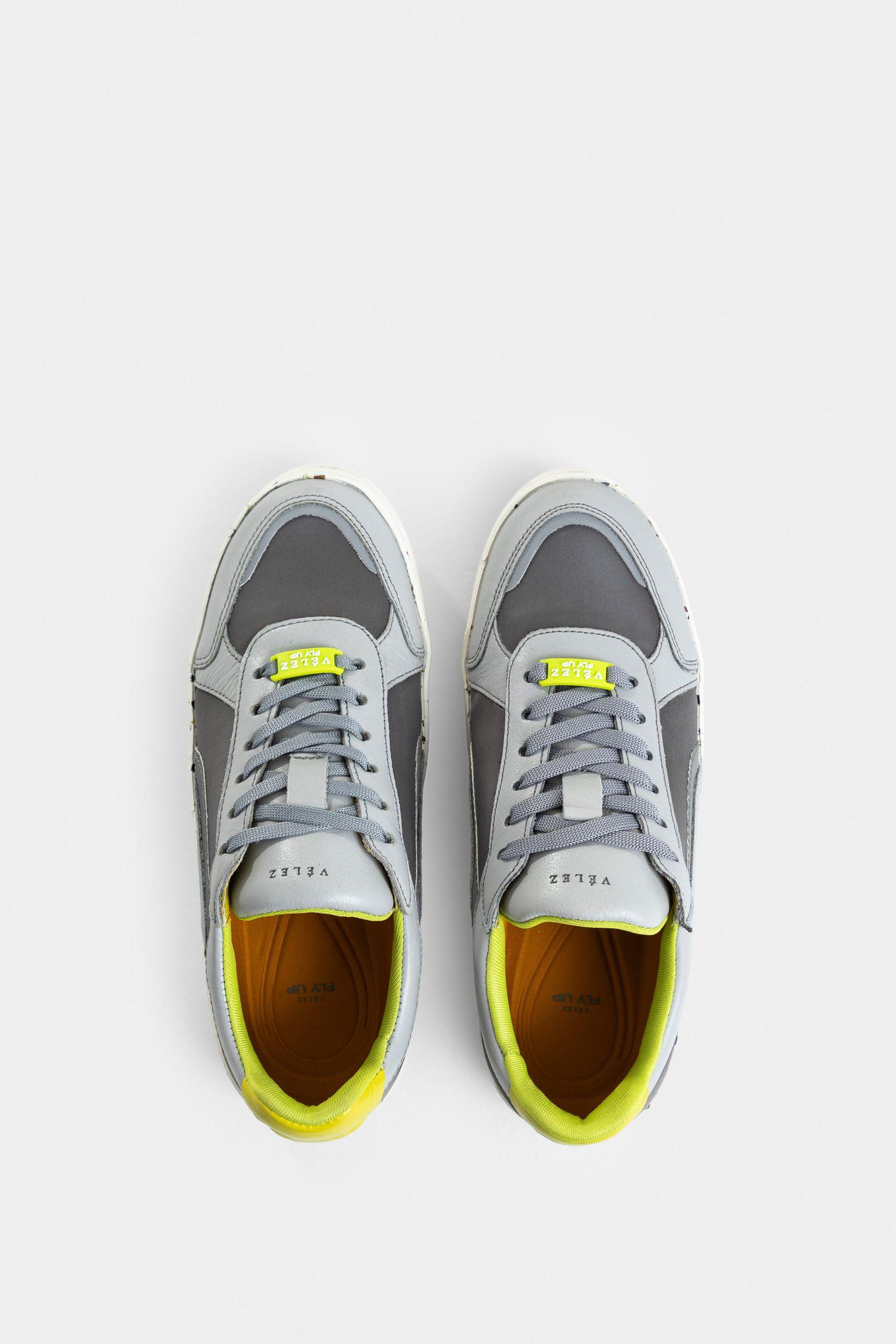 Vélez Zapatillas Flexus Cuero Y Lona Mujer Gris-3