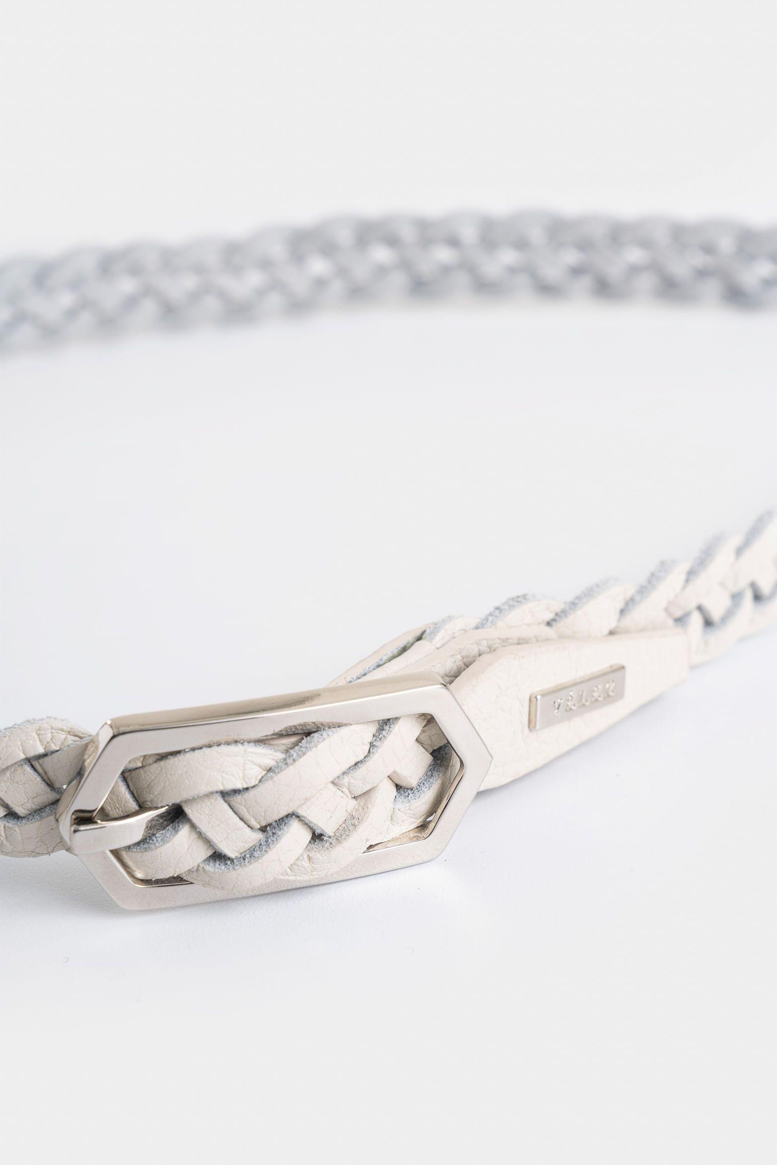 Cinturón unifaz Orión de cuero para mujer trenzado blanco-3