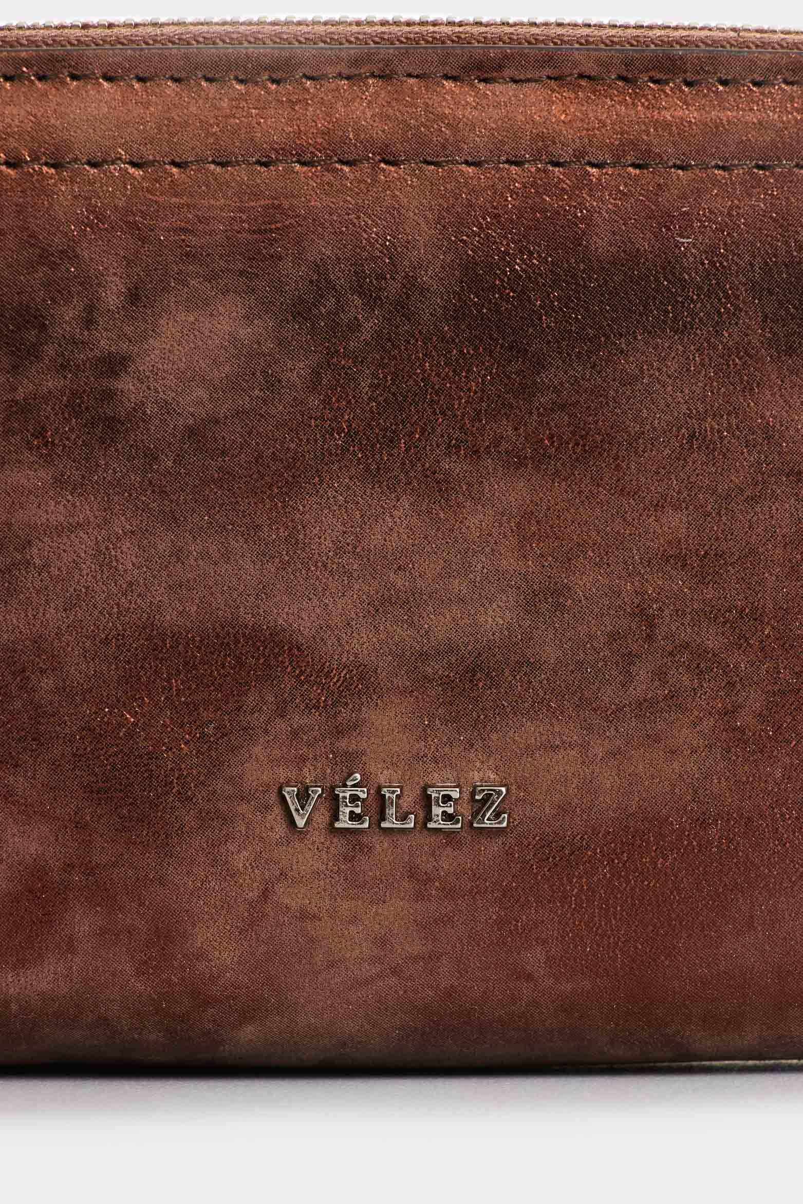 Vélez Porta Chequera Singapur Cuero Mujer Cremallera Bronce-3