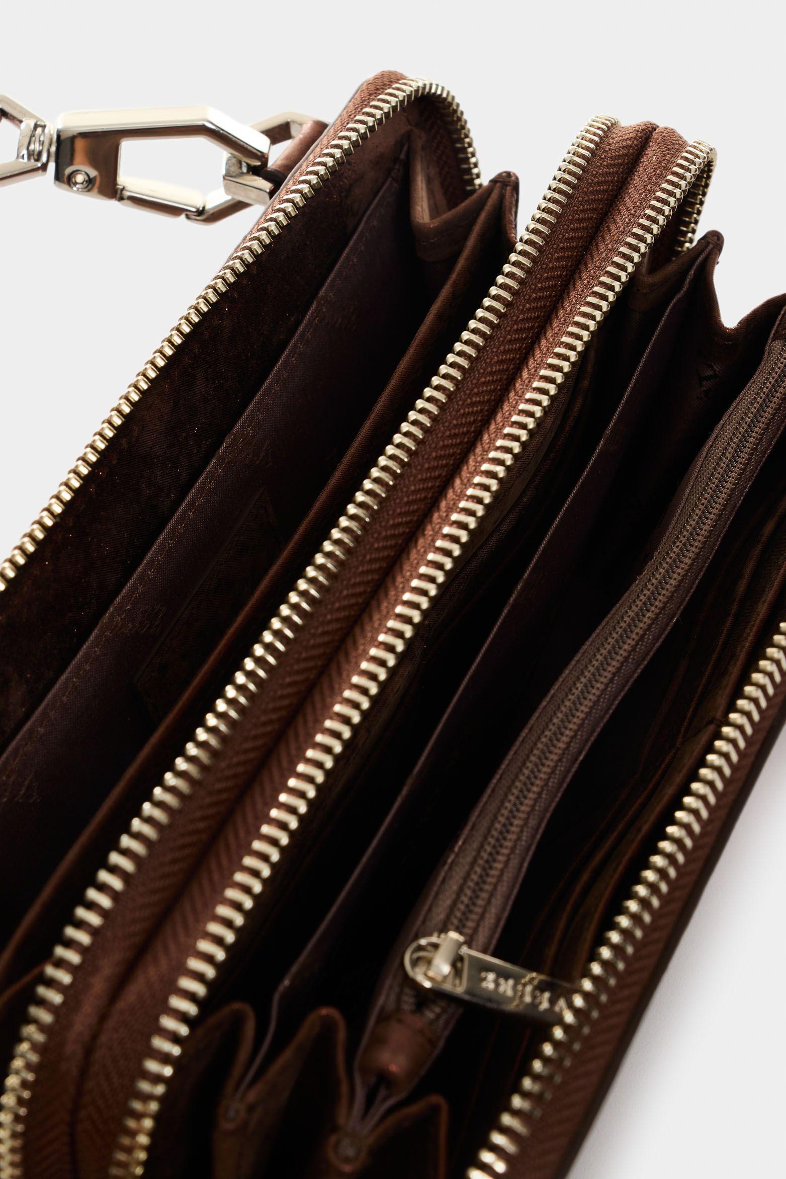 Vélez Porta Chequera Singapur Cuero Mujer Cremallera Bronce-4