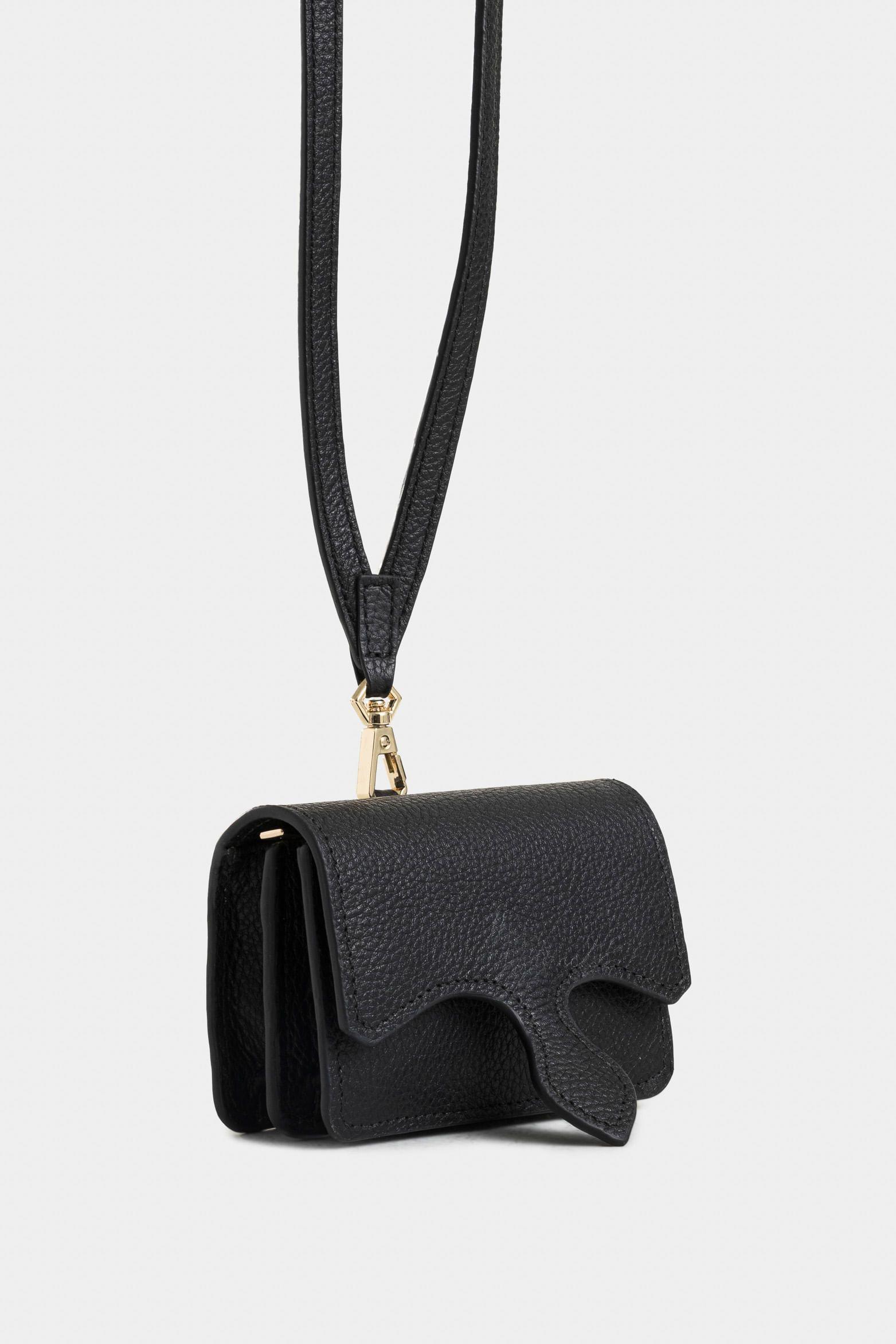 Monedero garniel de cuero para mujer cargadera removible negro-1