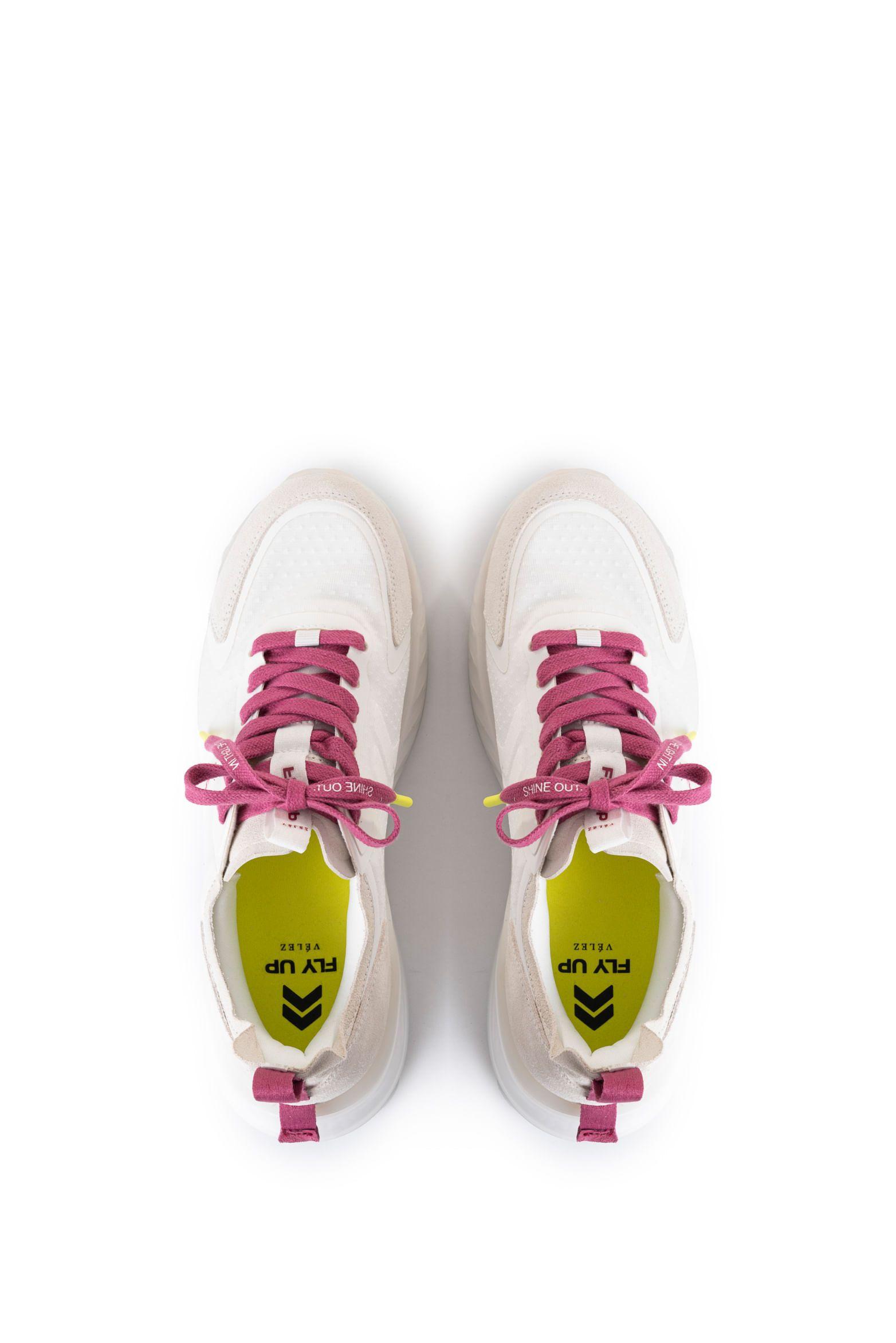 Tenis Fly Up Life de cuero para mujer detalles contraste rosado-4