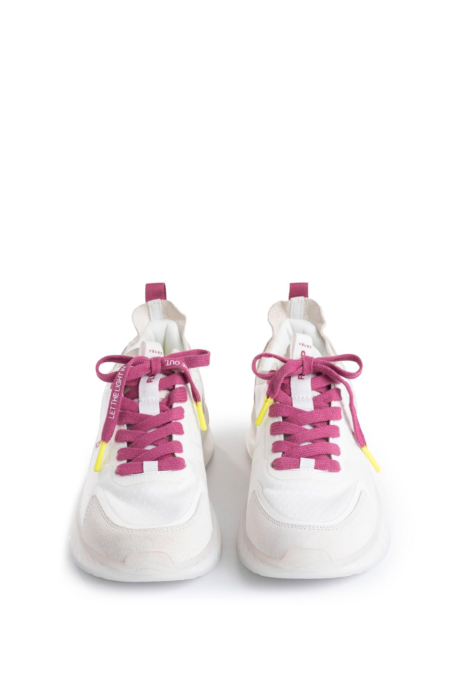 Tenis Fly Up Life de cuero para mujer detalles contraste rosado-5