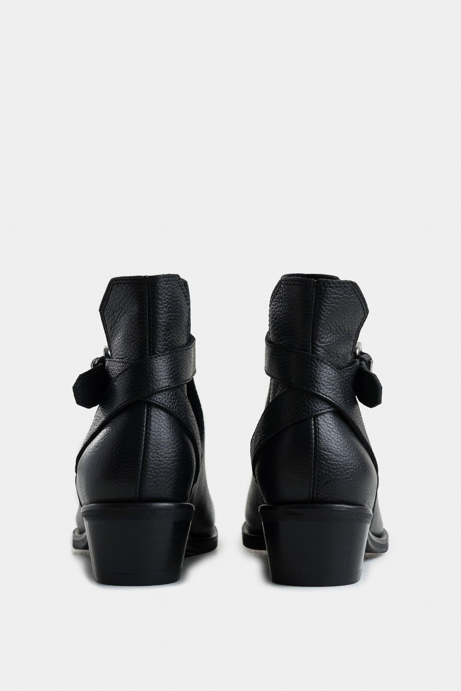 Botines tacón campina 2.0 de cuero para mujer silueta cut out negro-2