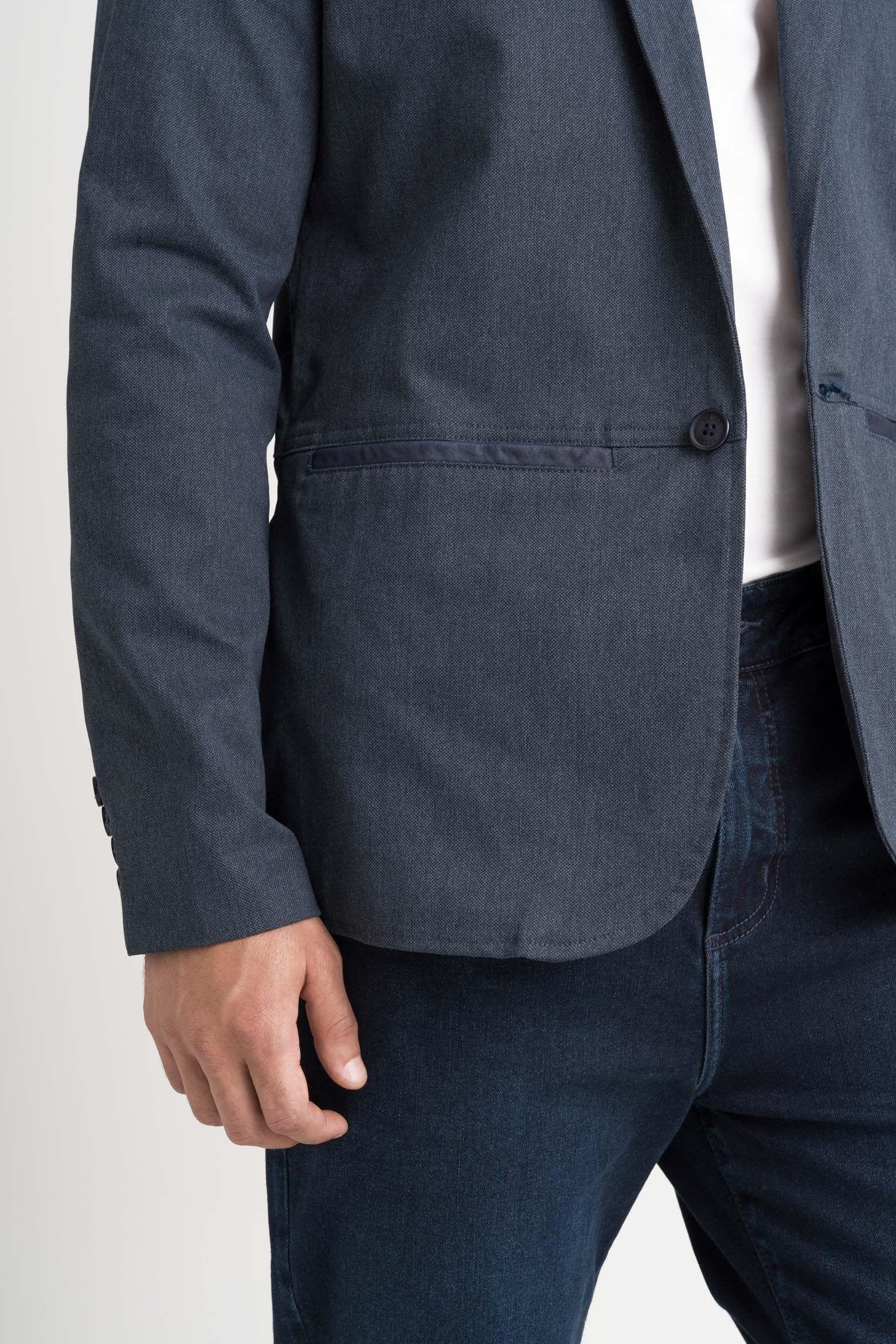 Blazer soft touch de paño para hombre silueta semi fitted Azul Oscuro-4