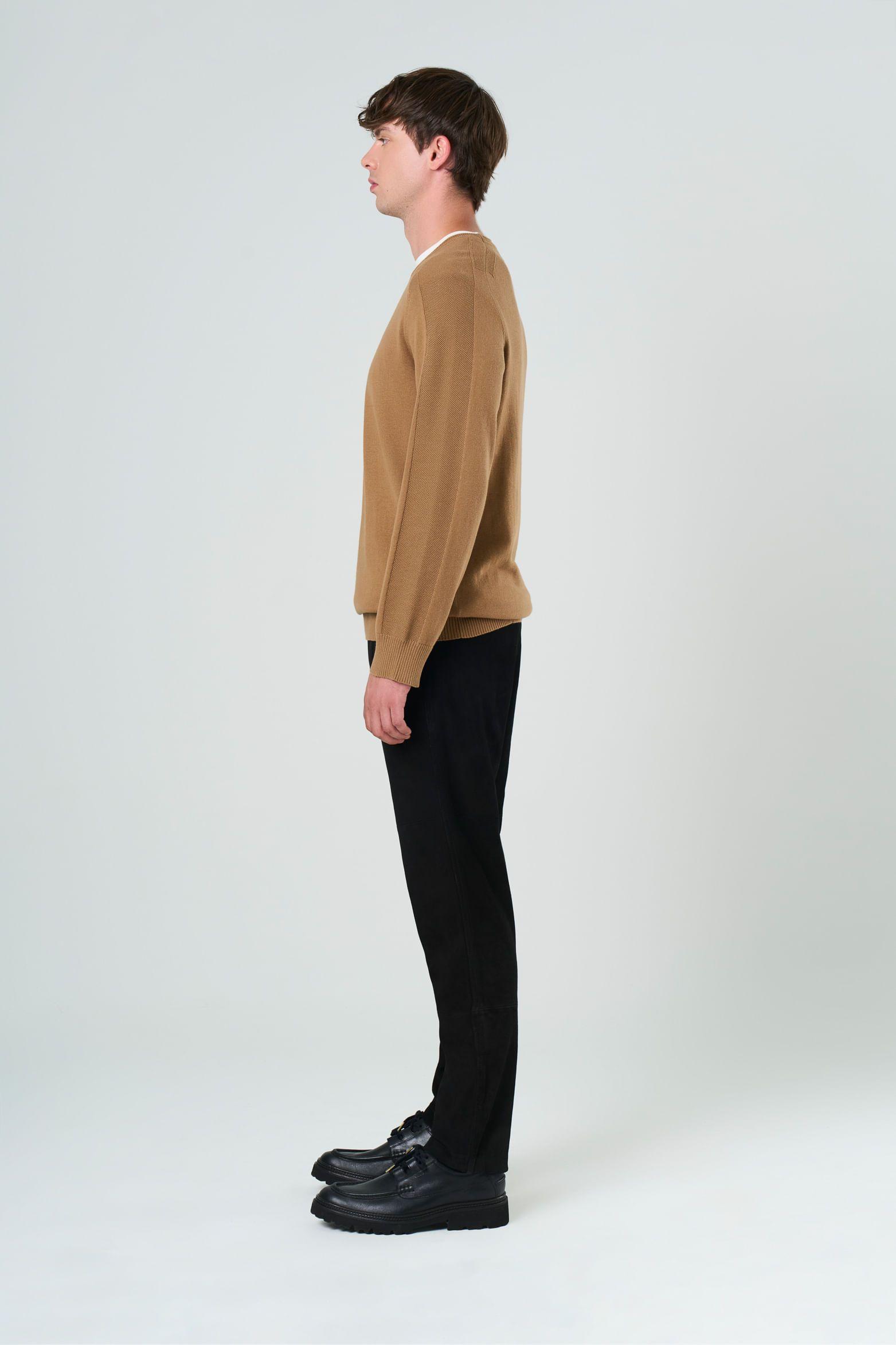 Vélez Sweater Tejido En Algodón Hombre Manga Ranglan Miel-1