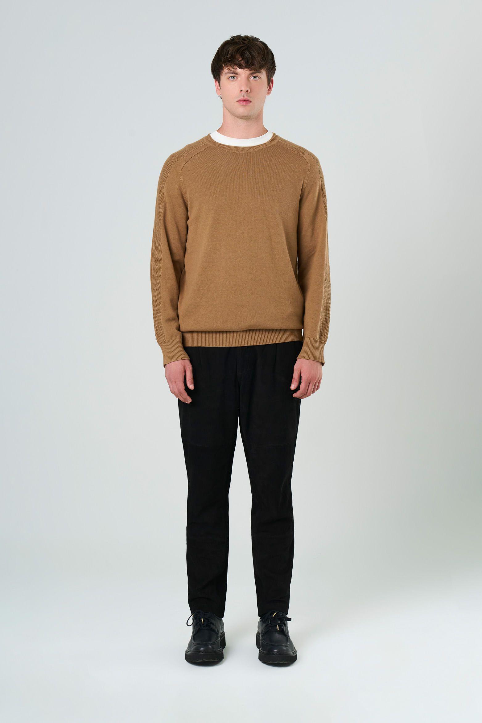 Vélez Sweater Tejido En Algodón Hombre Manga Ranglan Miel-3